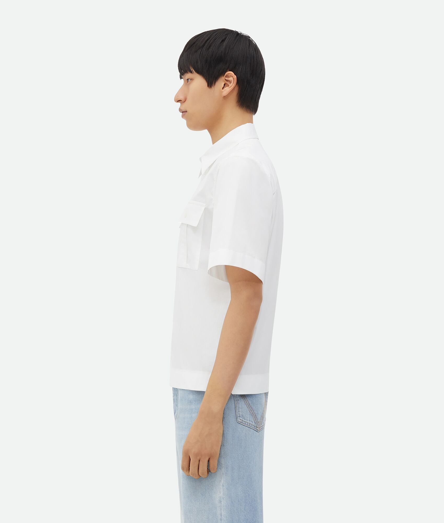 Bottega Veneta o1w1db10525 Relaxed Fit Short-Sleeved Cotton Shirt in White Size US XL / EU 56 / 4 - 2 Thumbnail