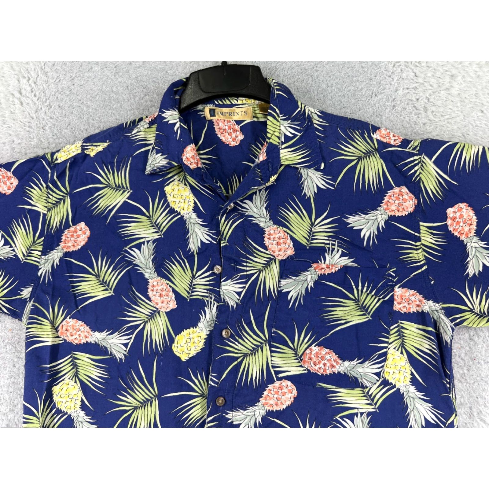 Vintage imprints Shirt Adult Large Blue Pineapple All Over Print 100% Rayon Hawaiian Size US L / EU 52-54 / 3 - 4 Thumbnail