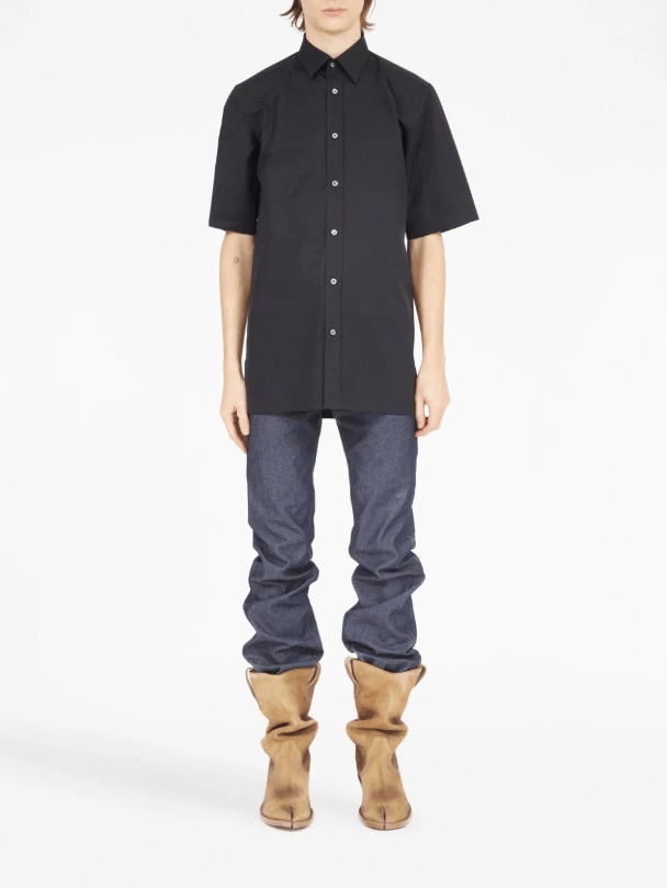 image of Aw23 Maison Margiela Four Stitch Short Sleeve Shirt 41 in Black, Men's (Size Medium)