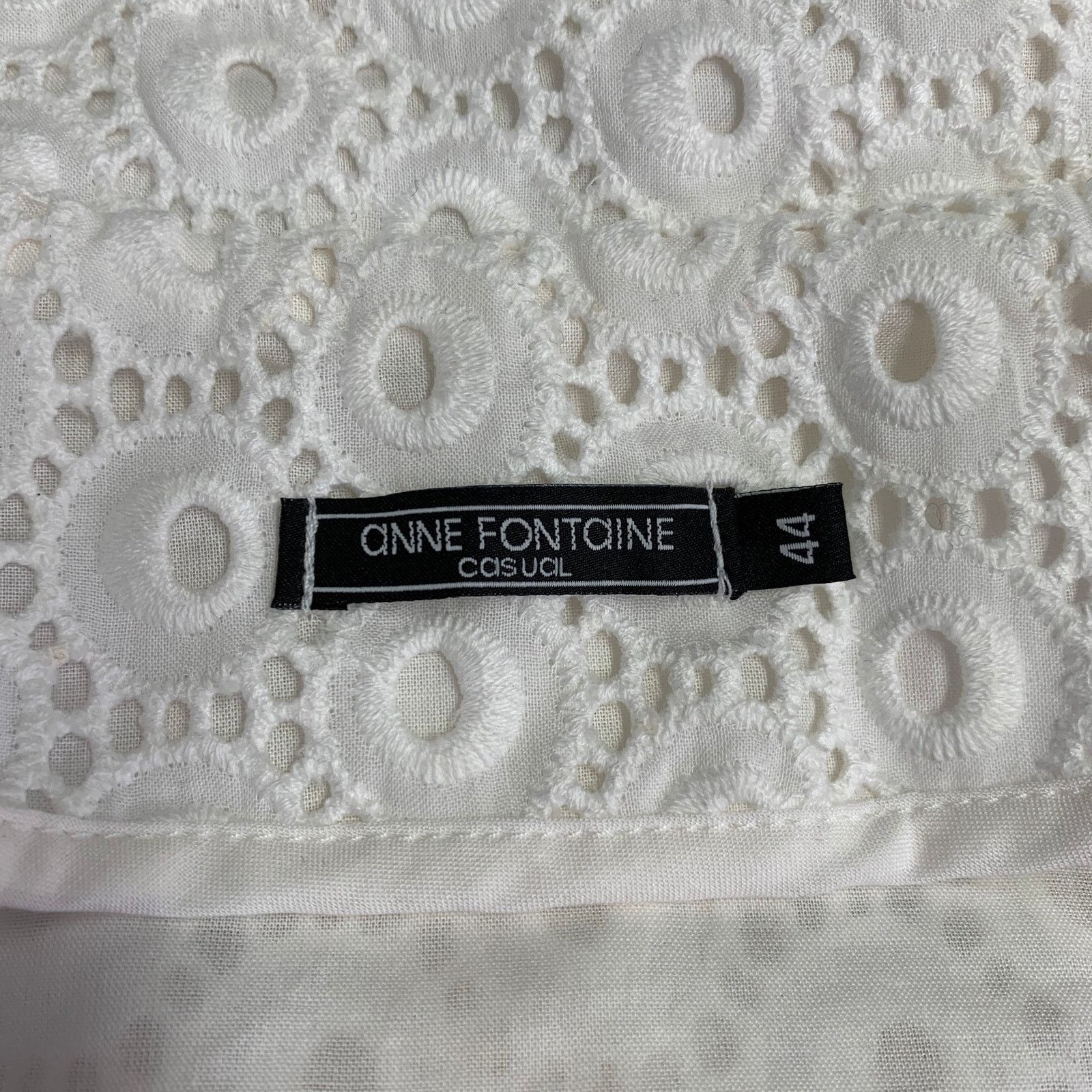 Other Ugoline White Cotton Eyelet Hidden Zipper Trucker Jacket Size L / US 10 / IT 46 - 5 Thumbnail