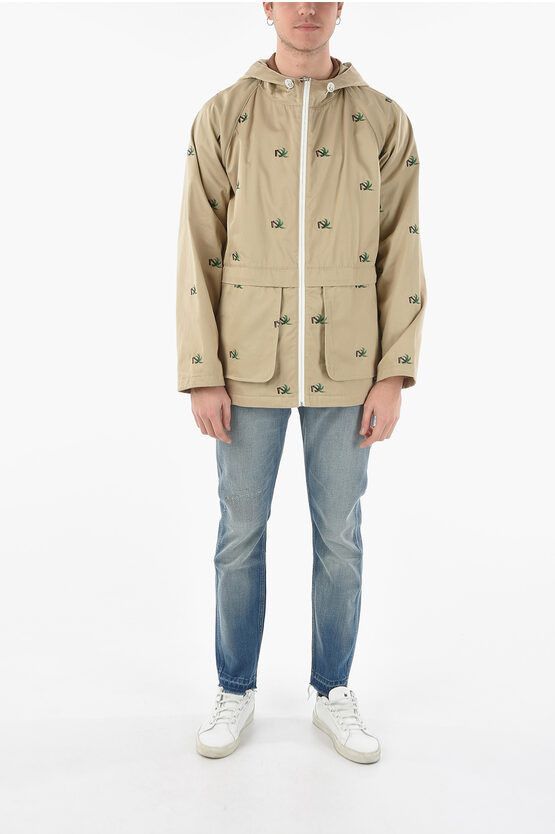 Palm Angels o1y0325 Logo Hooded Jacket in Beige Size US M / EU 48-50 / 2 - 4 Thumbnail