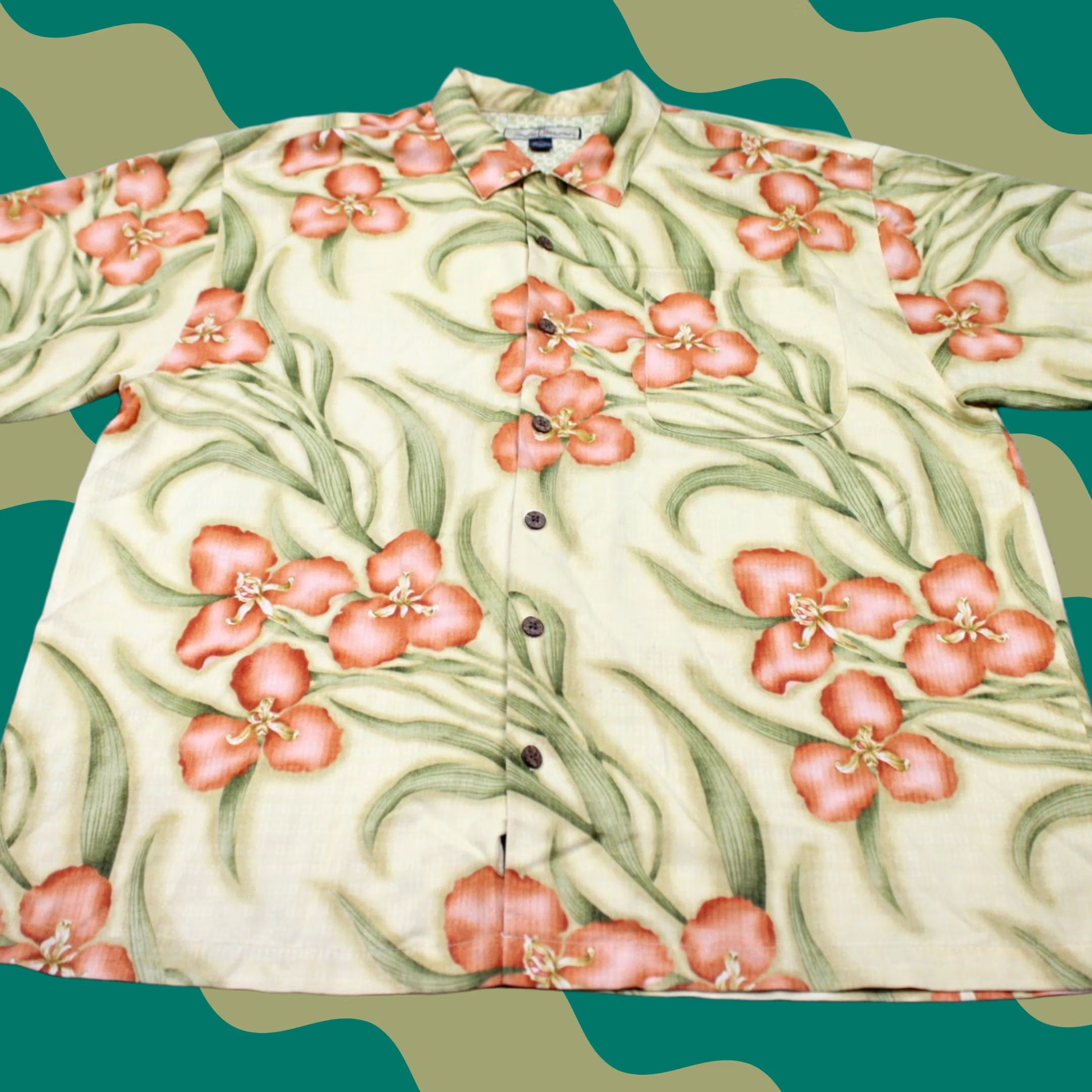 Tommy Bahama Tommy Bahama Camp Shirt Adult XL Yellow Floral Silk S/S Button Up Shirt Size US XL / EU 56 / 4 - 1 Thumbnail