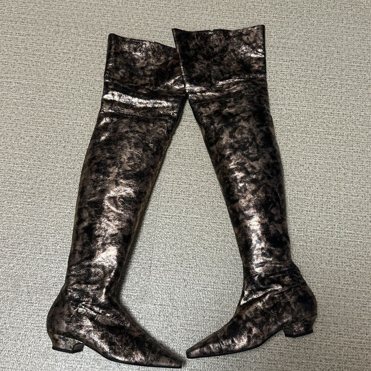 Chanel CHANEL Laminated Chevre Metallic Lambskin Over the Knee Boot Size US 7.5 / IT 37.5 - 20 Thumbnail