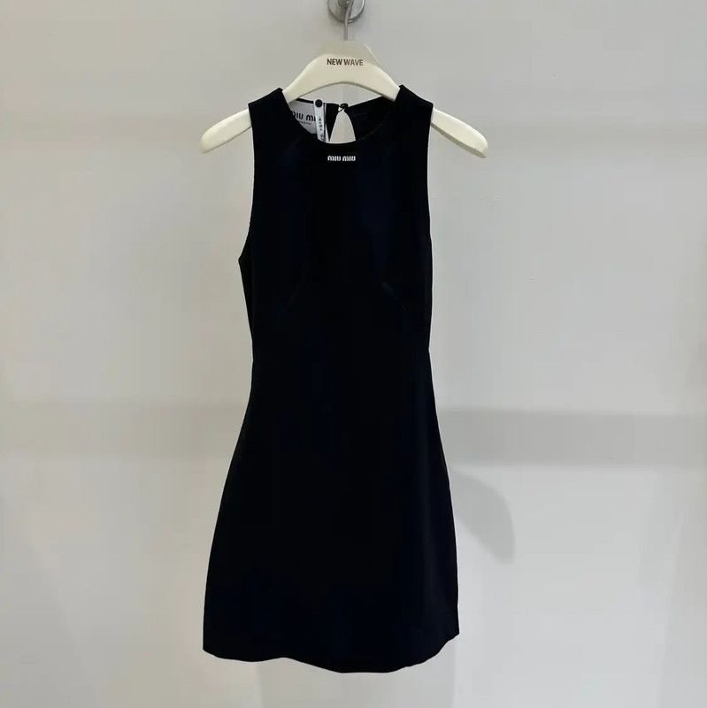 Miu Miu Miu Miu Black Sleeveless Mini Dress with Bow 0079 | Grailed