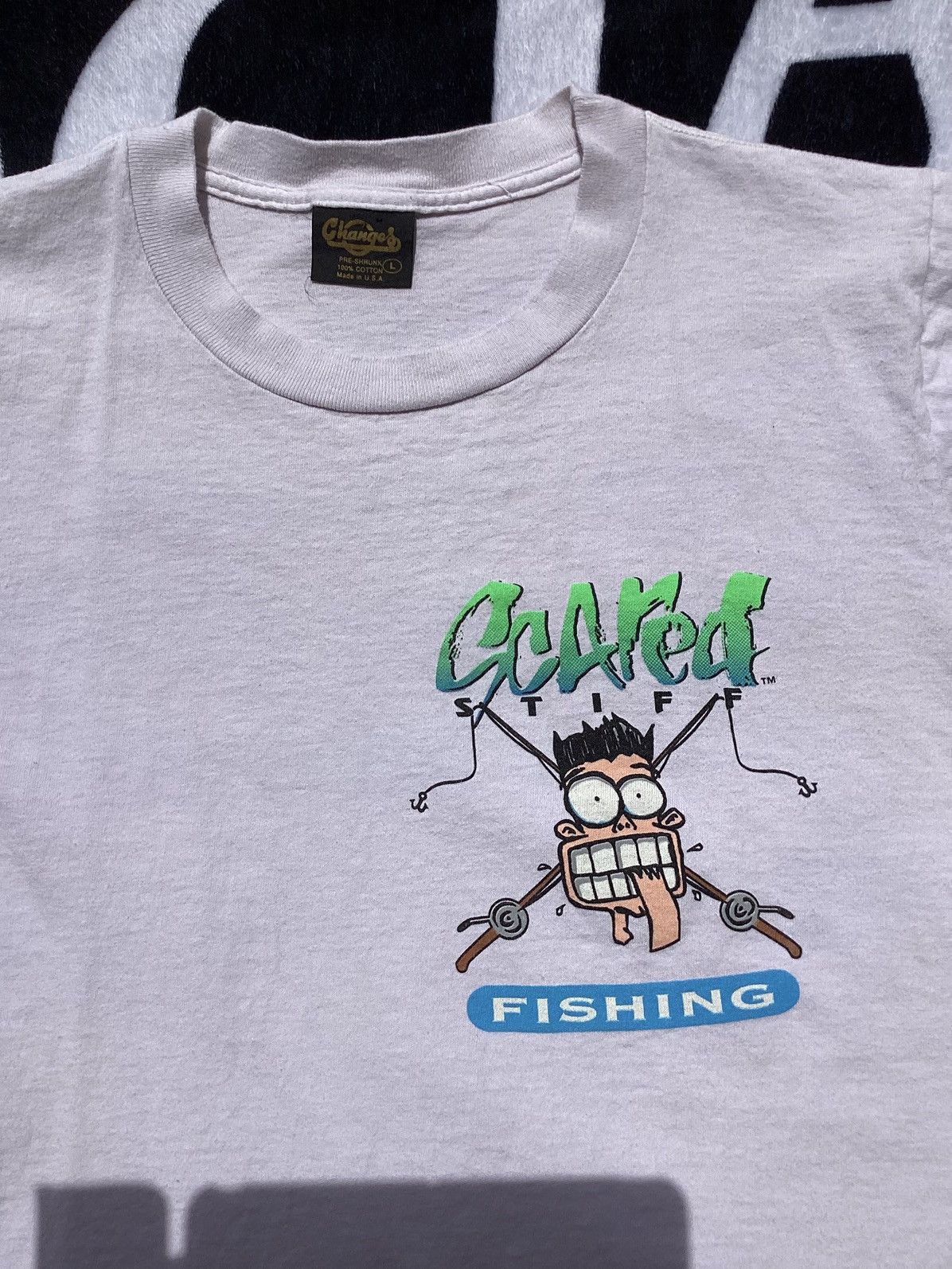 Changes × Vintage Vtg 94 scared stiff fishing outdoors single stitch USA Tee Size US M / EU 48-50 / 2 - 4 Thumbnail