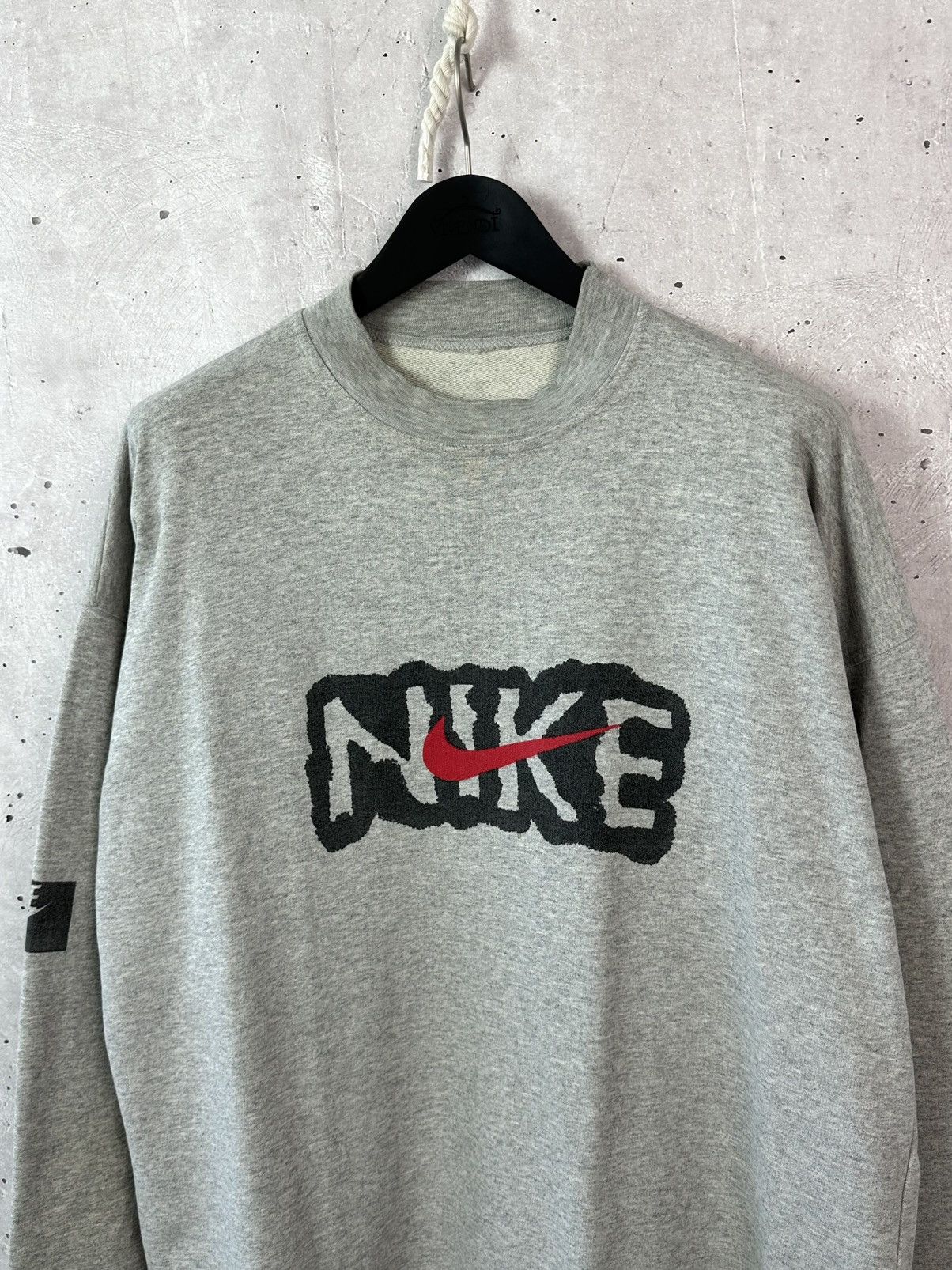 Nike Nike Vintage Swoosh Grey Crew Neck Cotton Sweatshirt Size US XL / EU 56 / 4 - 2 Thumbnail