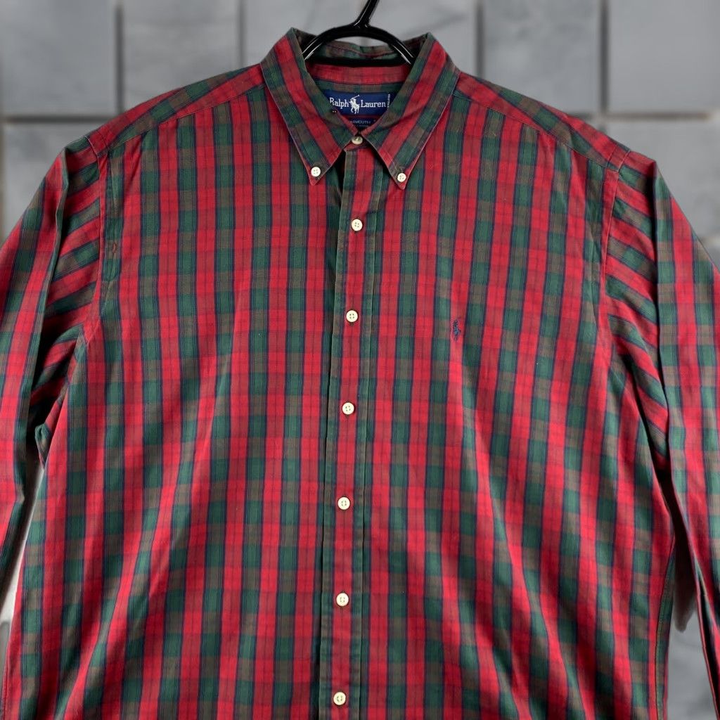 Polo Ralph Lauren VINTAGE Polo Ralph Lauren Shirt Mens 16 1/2 - 34 Red Button-Down Yarmouth Plaid Size US L / EU 52-54 / 3 - 1 Thumbnail