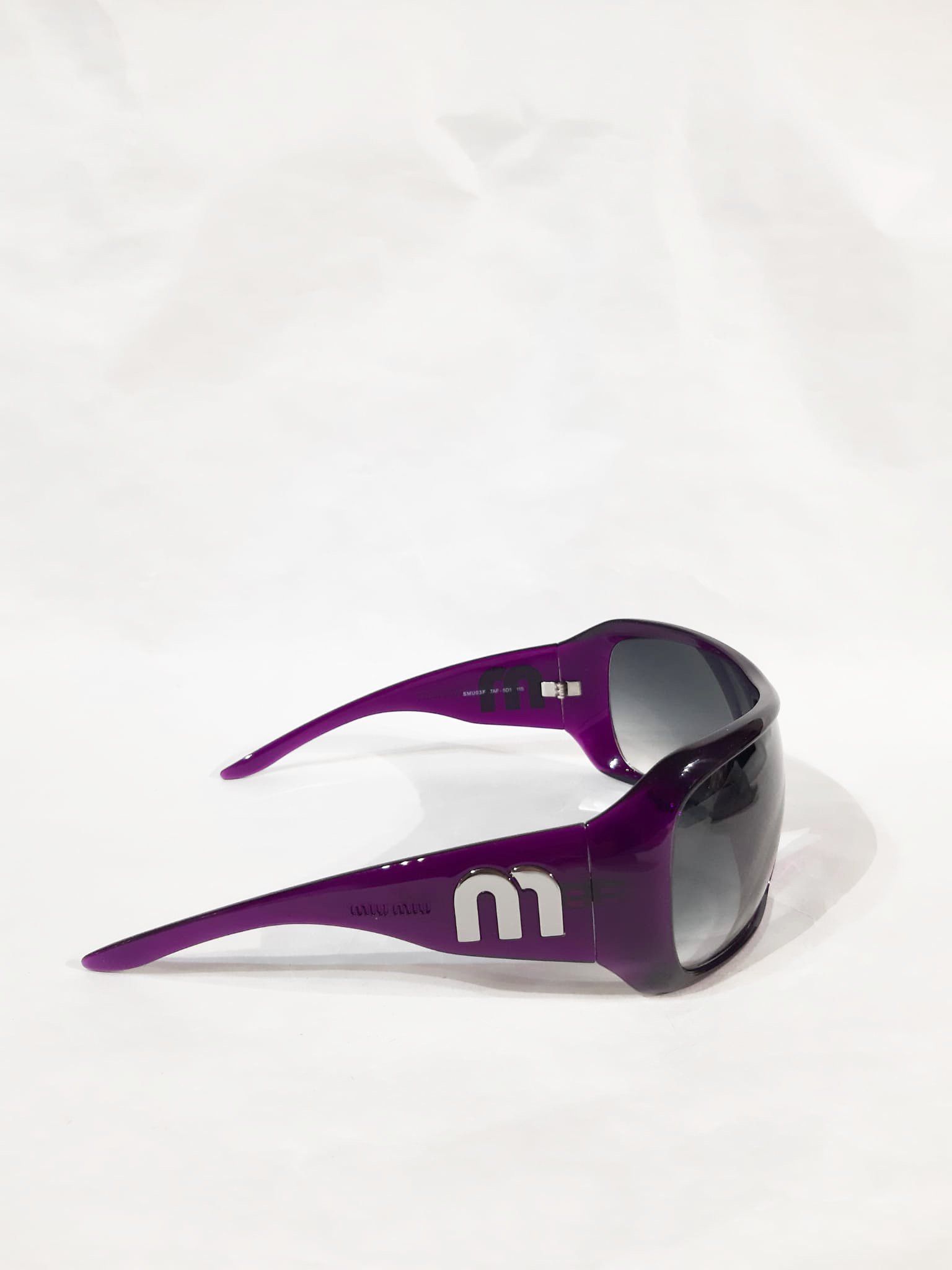 Miu Miu Miu Miu 2000's Purple Oversized Mask Shield Sunglasses Size ONE SIZE - 3 Thumbnail