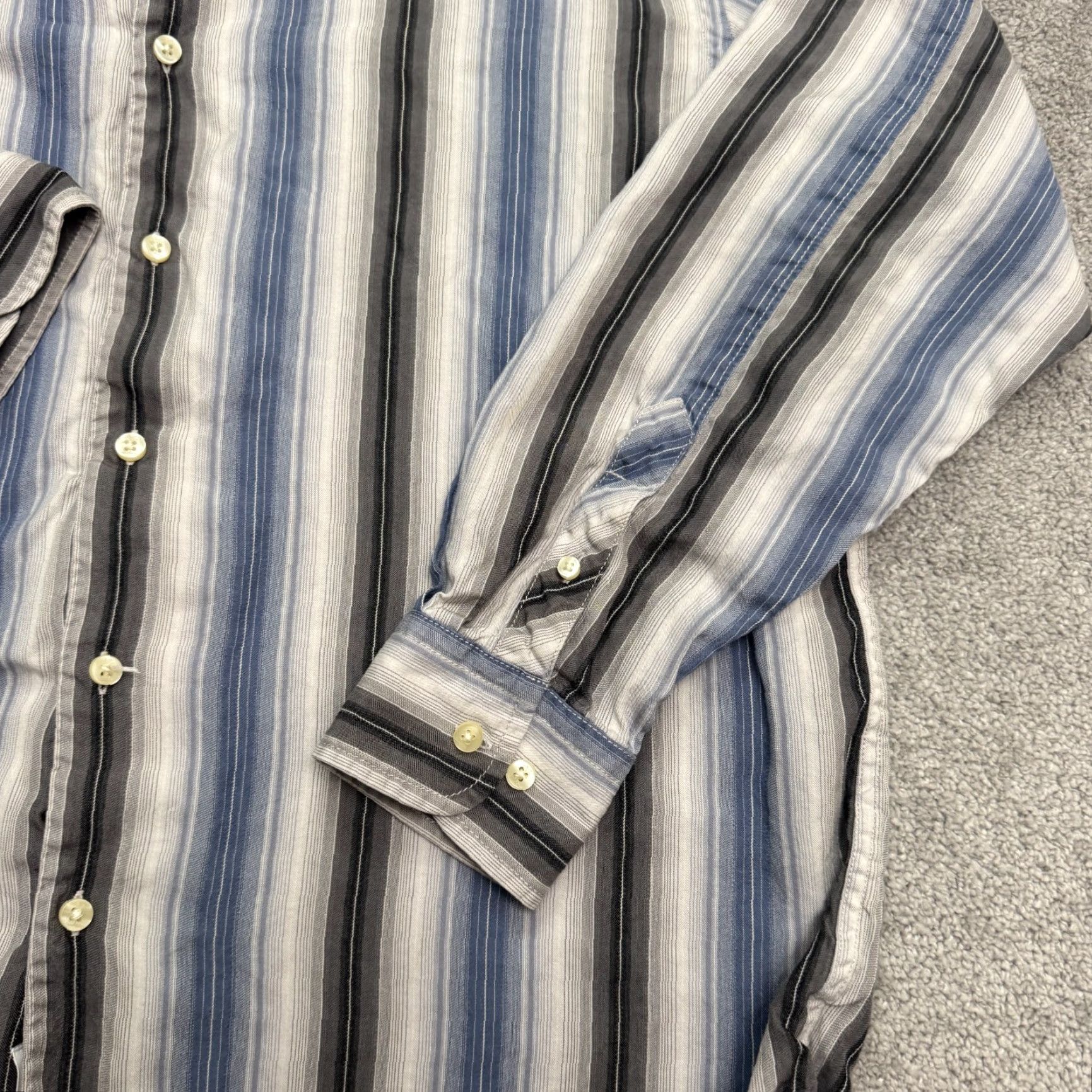 Tommy Bahama Tommy Bahama Striped Button-Down Shirt Mens XL Blue Gray Long Sleeve Tencel Size US XL / EU 56 / 4 - 4 Thumbnail