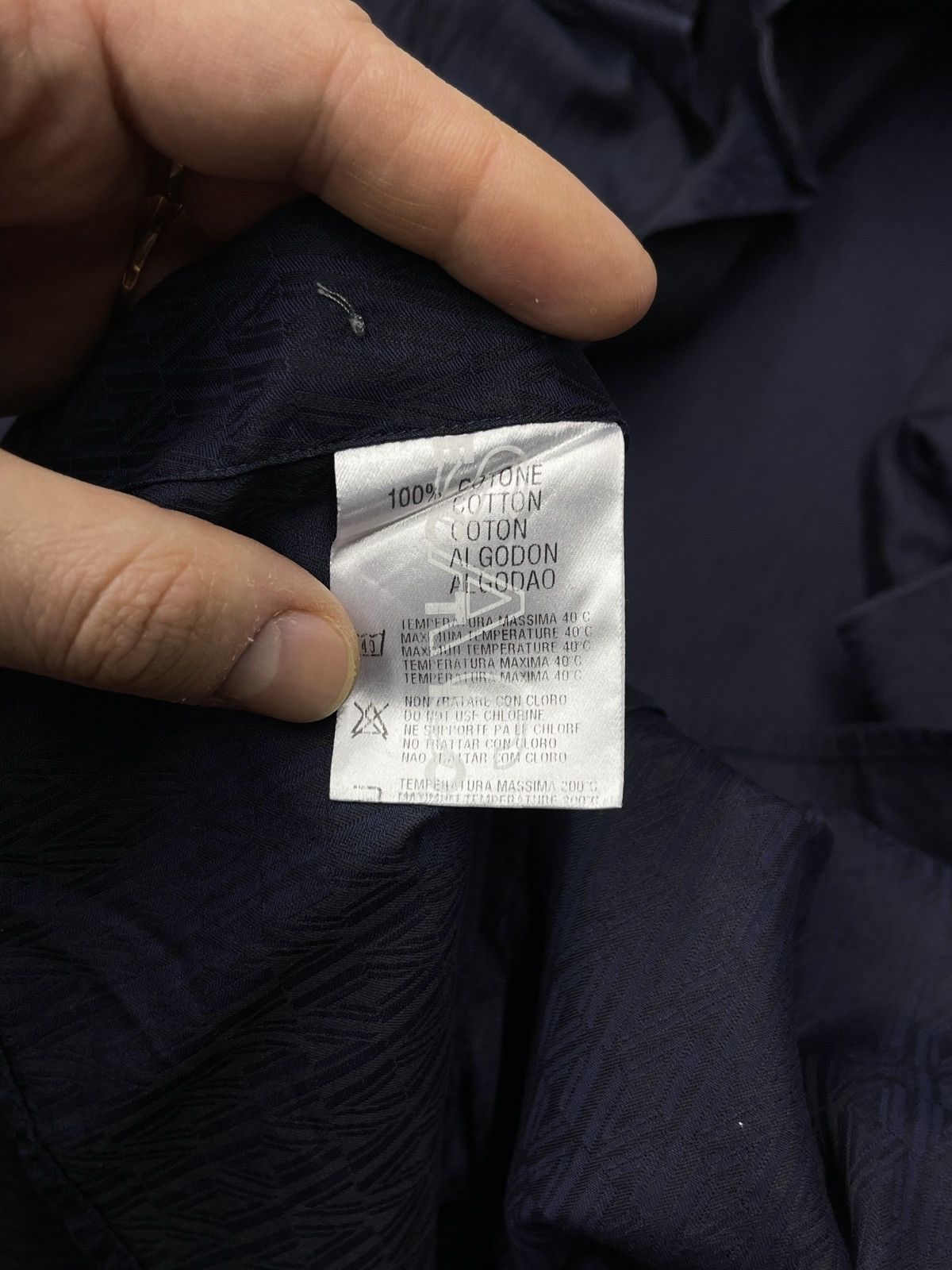 Versace × Versace Jeans Couture × Vintage Mens Versace Collection Navy Shirt Monogram Y2K Luxury Size US M / EU 48-50 / 2 - 10 Thumbnail