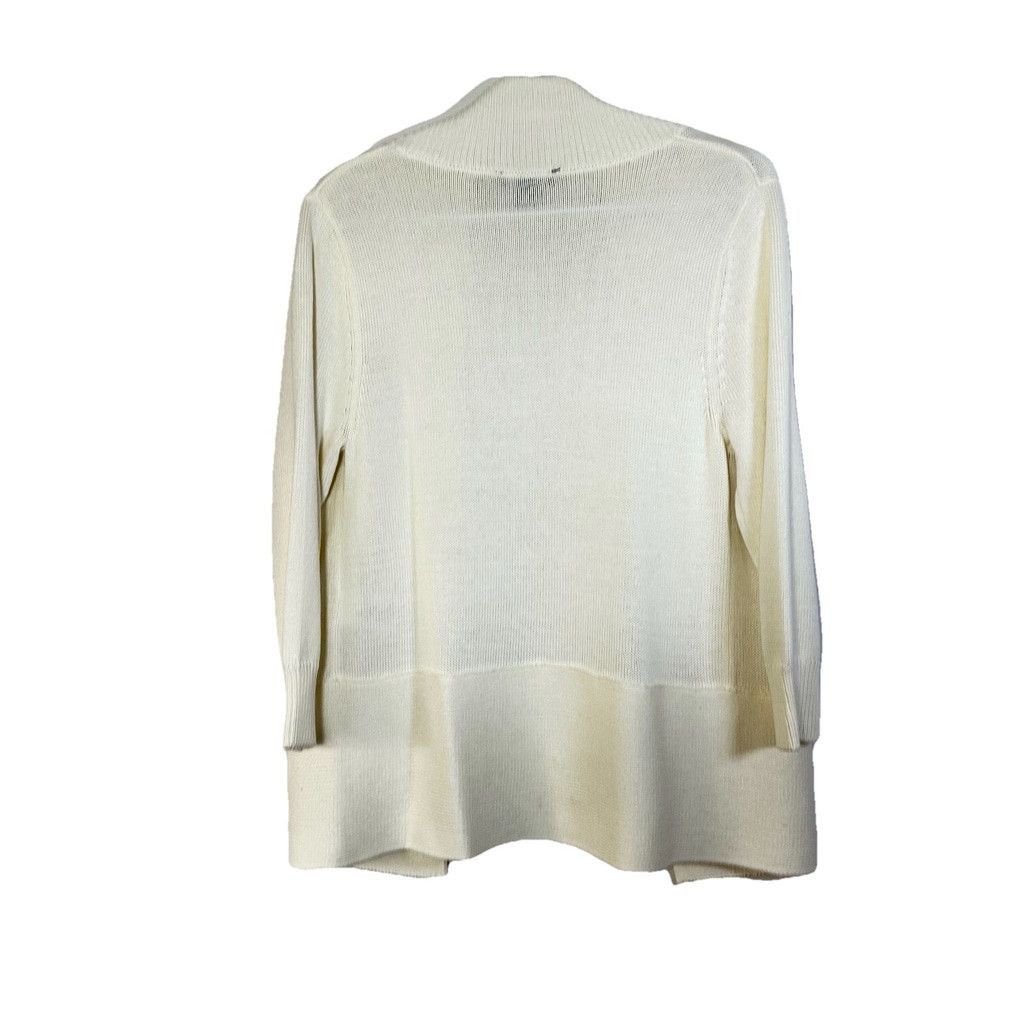 DKNY DKNY White Cotton Open Cardigan Size Medium Zipper Detail Size M / US 6-8 / IT 42-44 - 4 Thumbnail