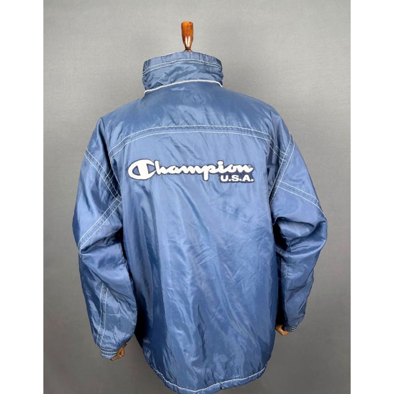 Champion Champion Jacket Mens 2XL Blue Puffer Quilt Quilted USA Vintage - 90s? Size US XXL / EU 58 / 5 - 2 Thumbnail