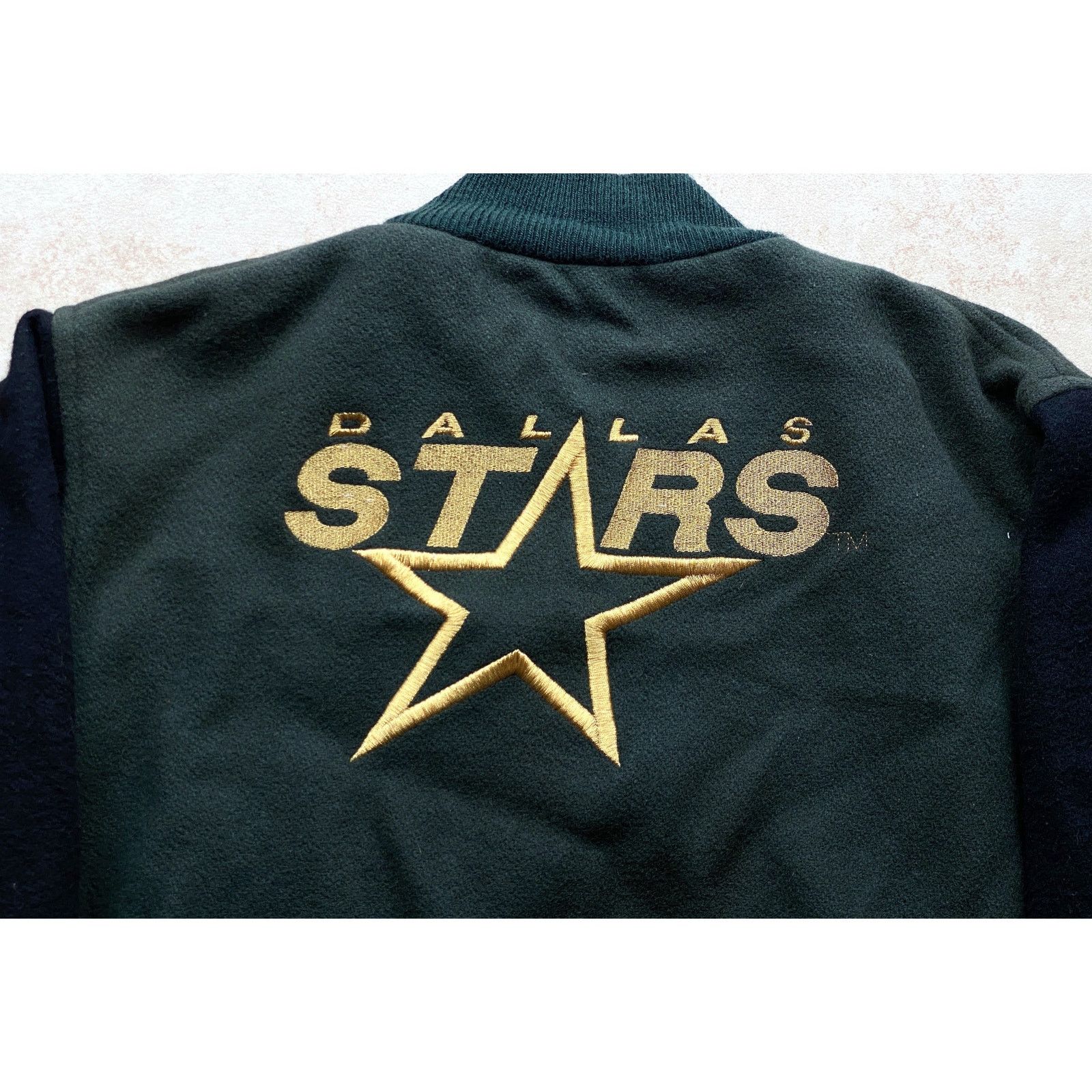 NHL × Starter Dallas Stars 90s MAVERICK Varsity bomber 44 olive hockey vtg Size US M / EU 48-50 / 2 - 2 Thumbnail