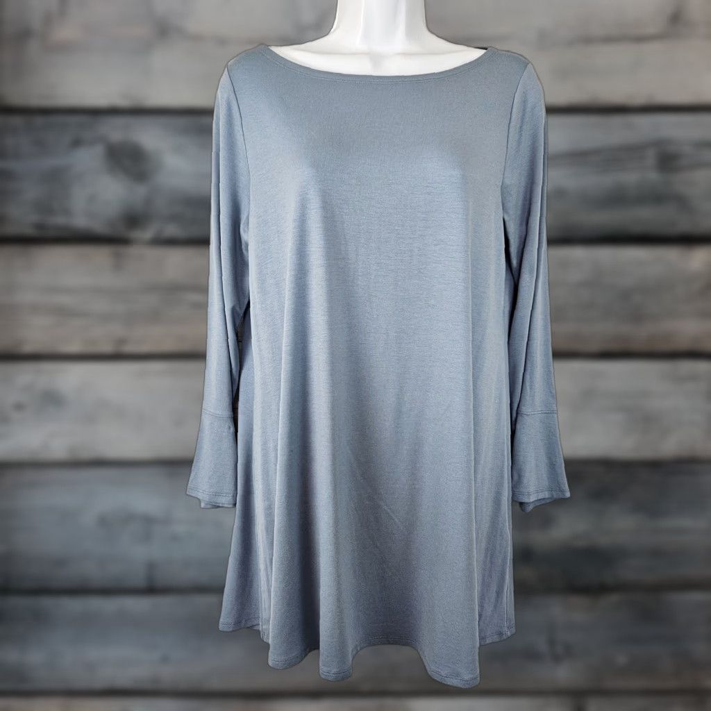 Eileen Fisher VINTAGE Eileen Fisher Womens Tunic Top Blouse Long Sleeve Sz S Solid Blue Tencel Blend Size S / US 4 / IT 40 - 1 Thumbnail