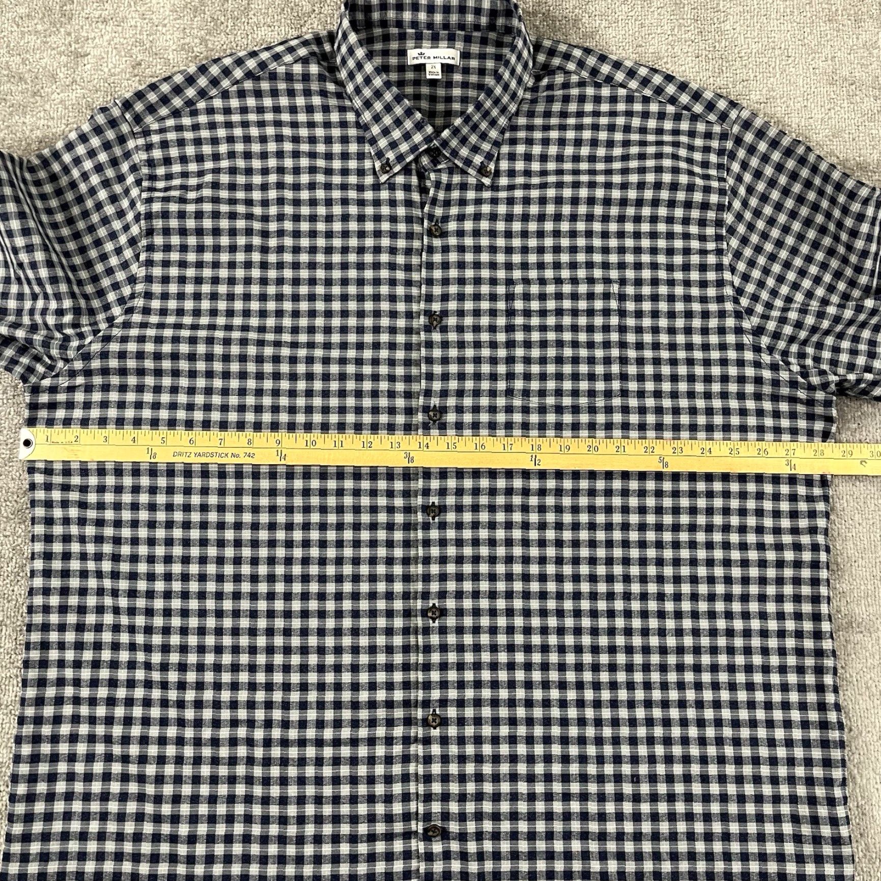 Peter Millar VINTAGE PETER MILLAR Shirt Men 2XL XXL Gray Blue Plaid Crown Sport Button Down Dress L/S Size 48R - 6 Thumbnail