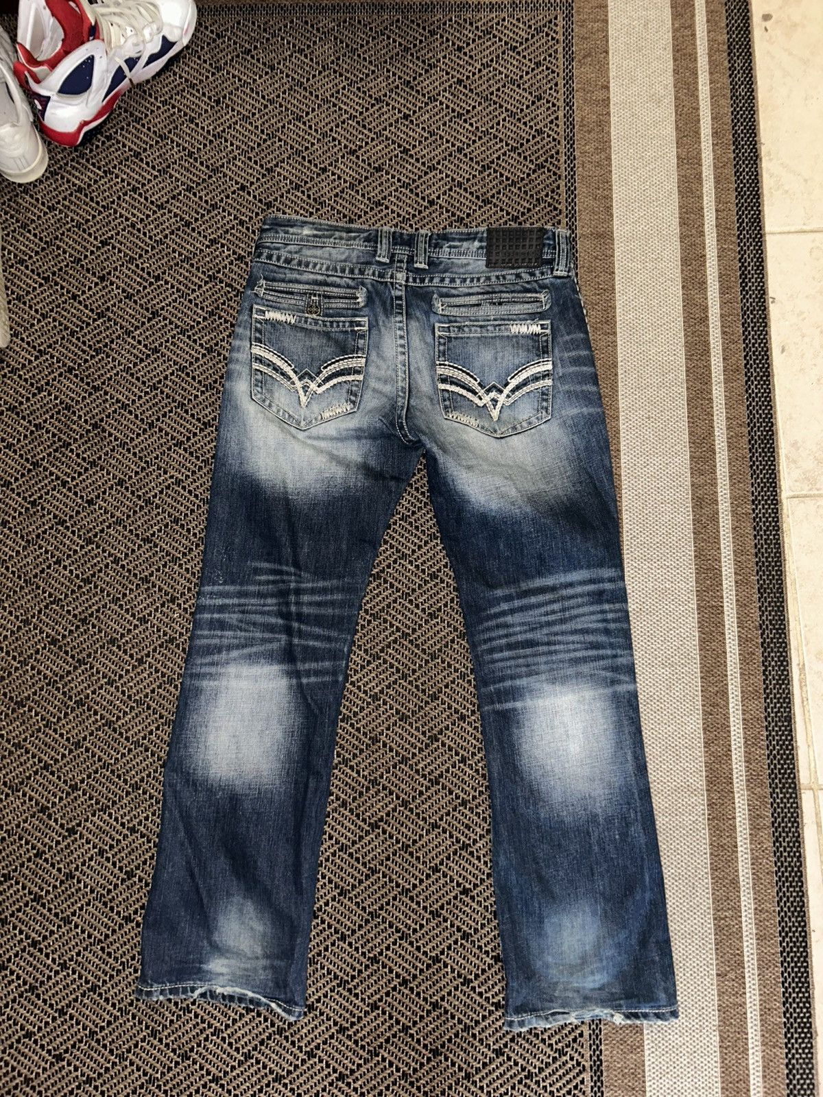 Affliction Black Premium Blake Relaxed Straight Distressed Denim Jeans Size US 34 / EU 50 - 2 Thumbnail
