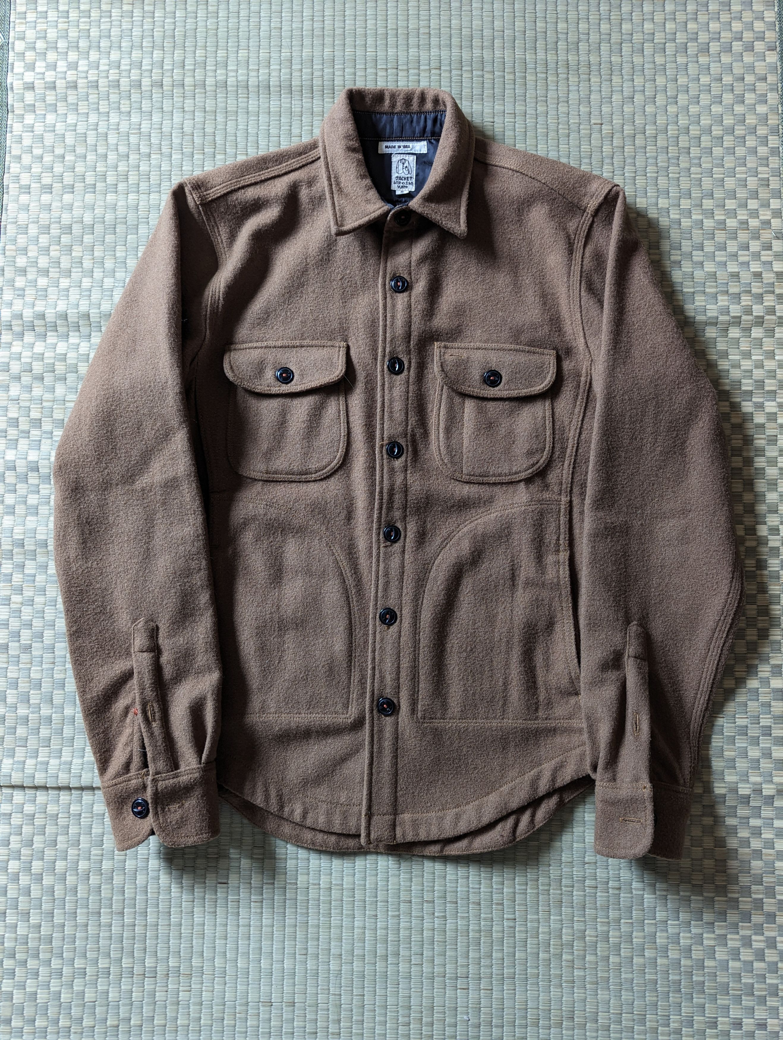 image of Hiroshi Kato The Anvil Wool Shirt Jacket Made In Usa in Camel, Men's (Size Small)