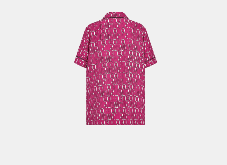Dior o1w1db11225 451V29 Short-Sleeved Shirt in Fuchsia/White Size L / US 10 / IT 46 - 2 Thumbnail