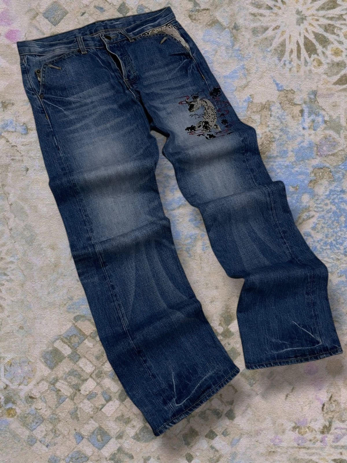 Takeo Kikuchi Vintage Og 1990s Japan Takeo Kikuchi Traditional Koi Denim Size US 32 / EU 48 - 2 Thumbnail