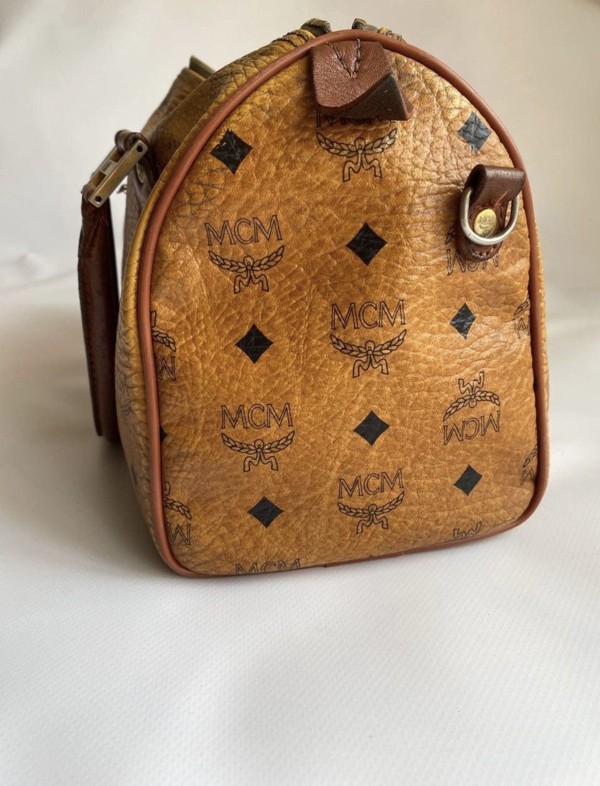 MCM MCM Boston Bag Ladies Cognac PVC Leather Visetos Brown Size ONE SIZE - 5 Thumbnail