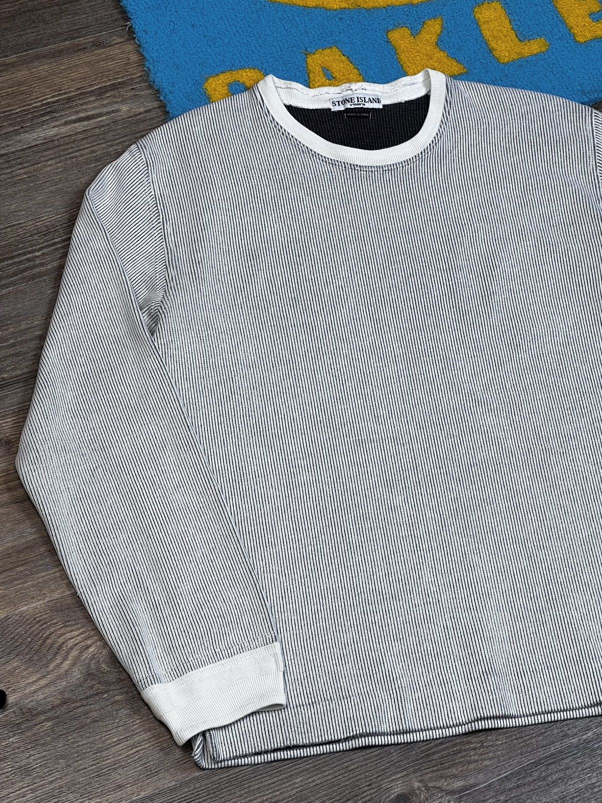 Stone Island Vintage Stone Island Embroidered Logo Stripped Grey Sweater Size US L / EU 52-54 / 3 - 3 Thumbnail