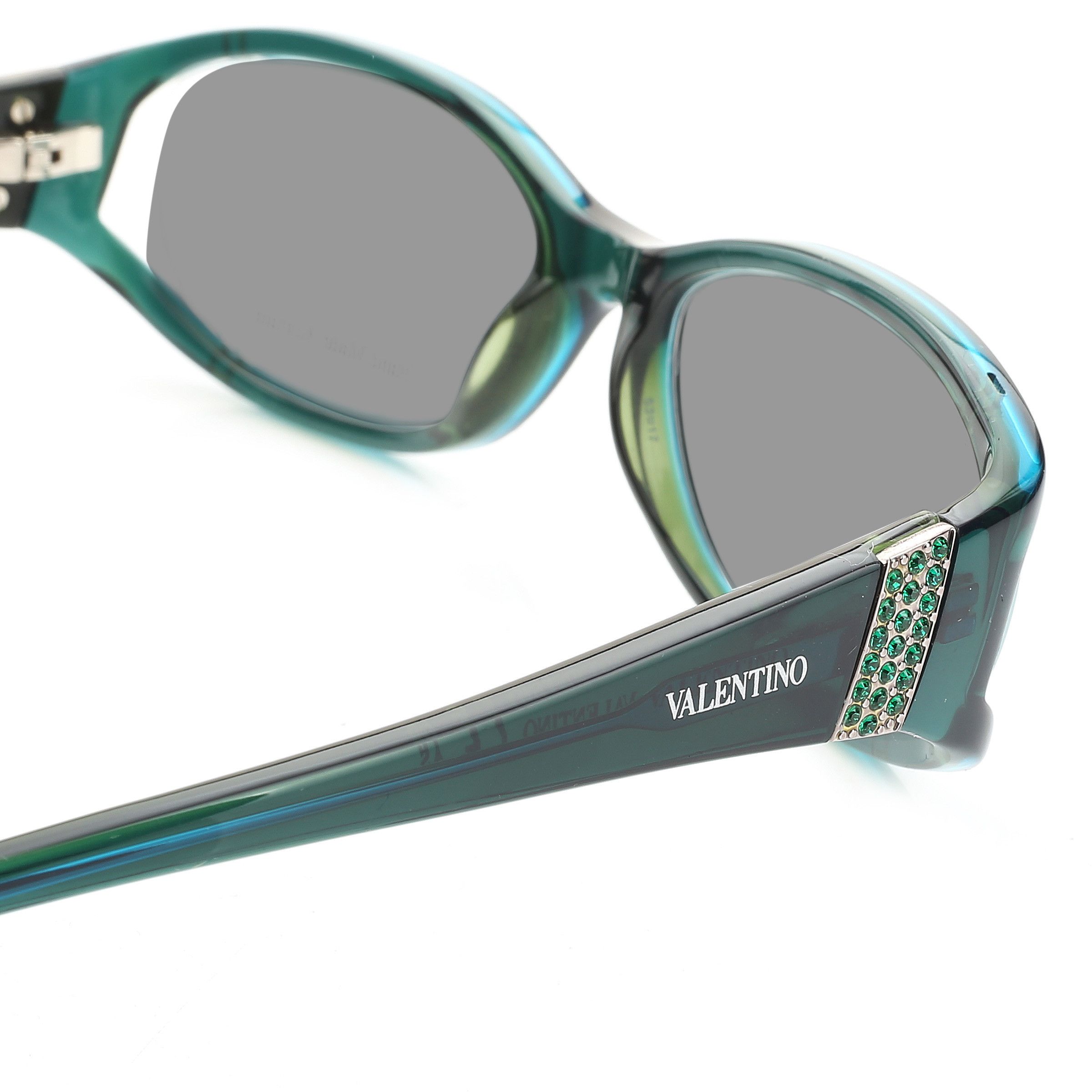 Valentino Valentino '00s Bottle Green Crystals Plastic Sunglasses Size ONE SIZE - 1 Thumbnail