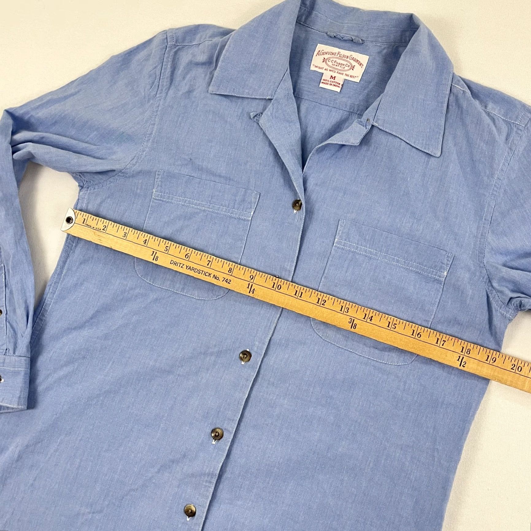 Filson Filson Shirt Womens Medium Blue Chambray Button-Up Hiking Work Loop Collar Size M / US 6-8 / IT 42-44 - 5 Thumbnail