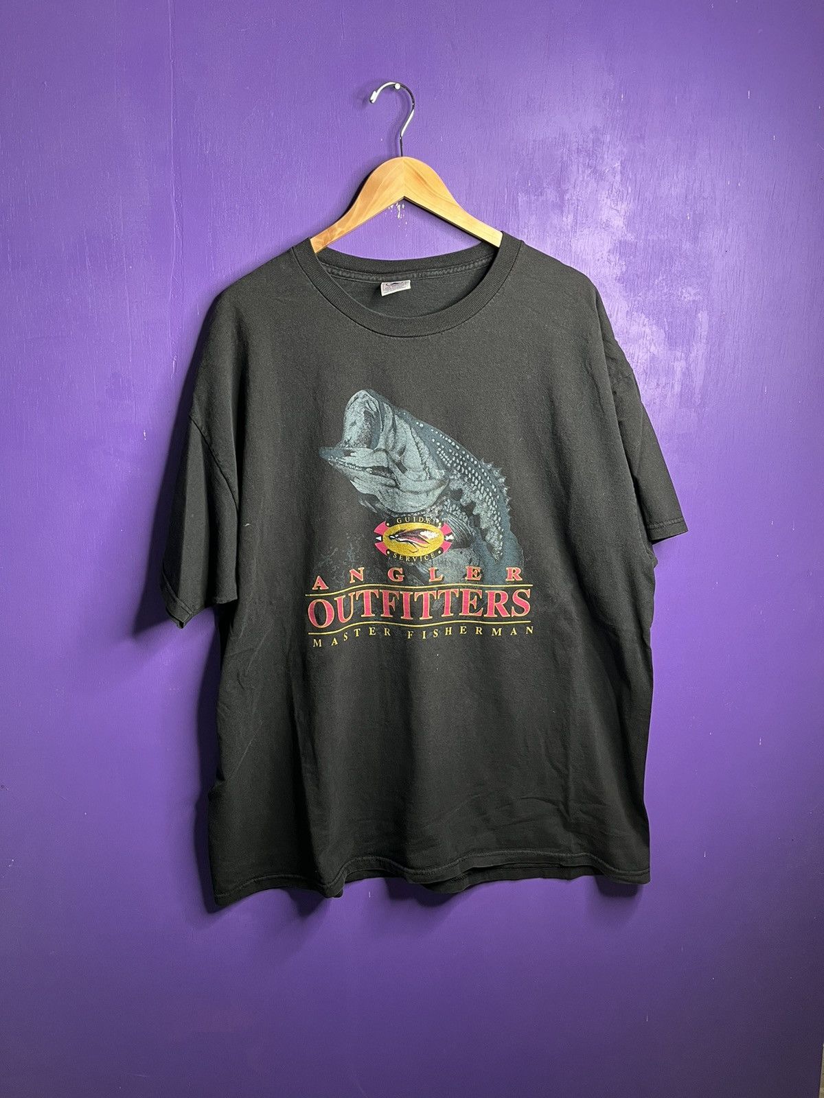 Vintage Vintage 90s angler outfitters fisherman t-shirt Size US XXL / EU 58 / 5 - 1 Thumbnail