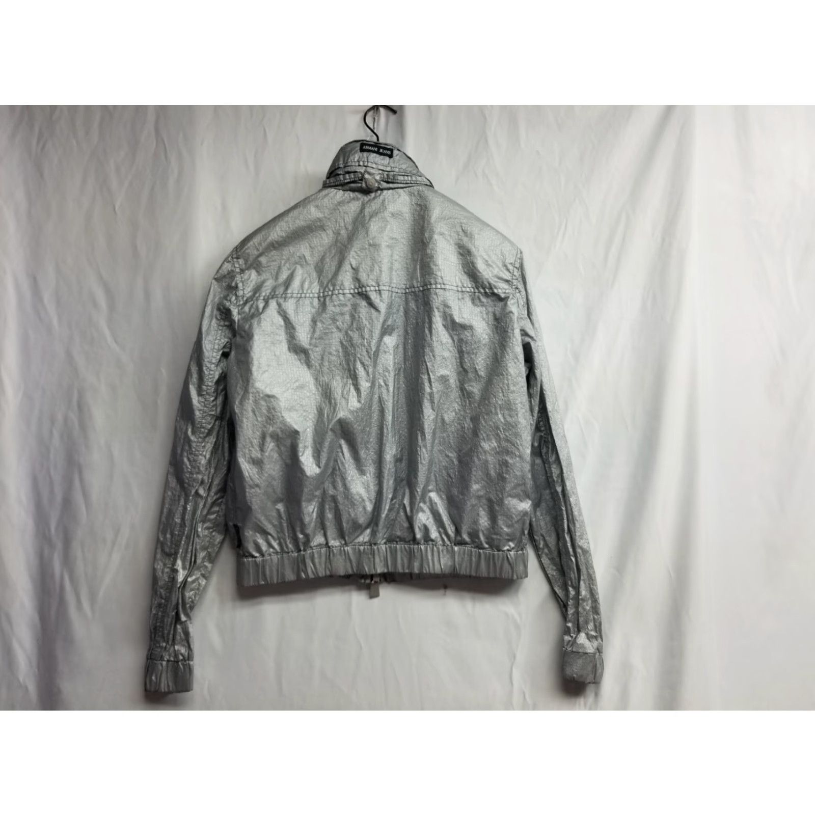 Vintage AJ ARMANI JEANS WOMEN'S RAIN JACKET Hooded Short Sleeve Grey 6 Nylon ZIP Mens? No. Size M / US 6-8 / IT 42-44 - 2 Thumbnail