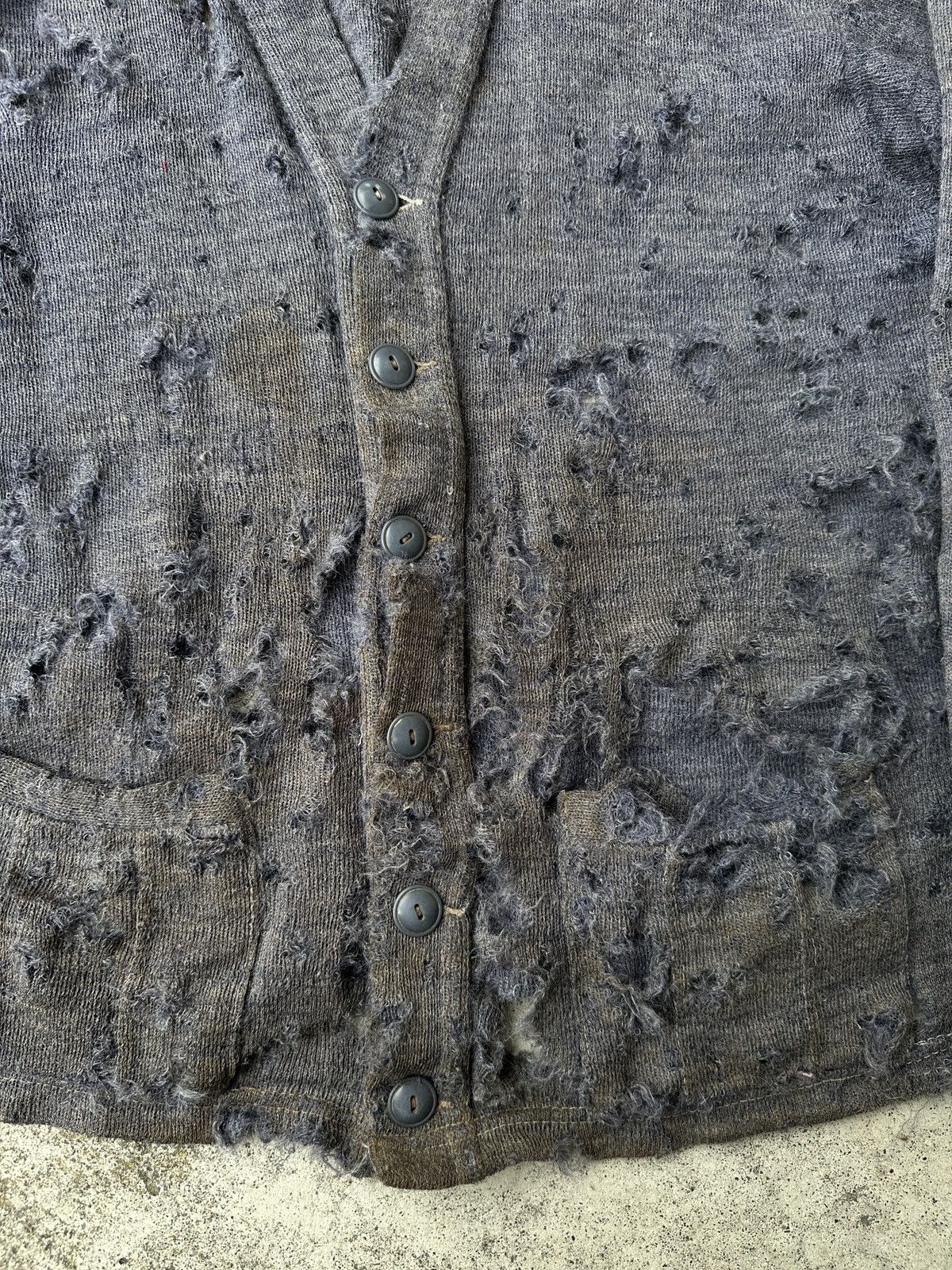 Vintage 1920s Trashed Dirty Zombified Wool Knitted Distress Cardigan Size US M / EU 48-50 / 2 - 6 Thumbnail