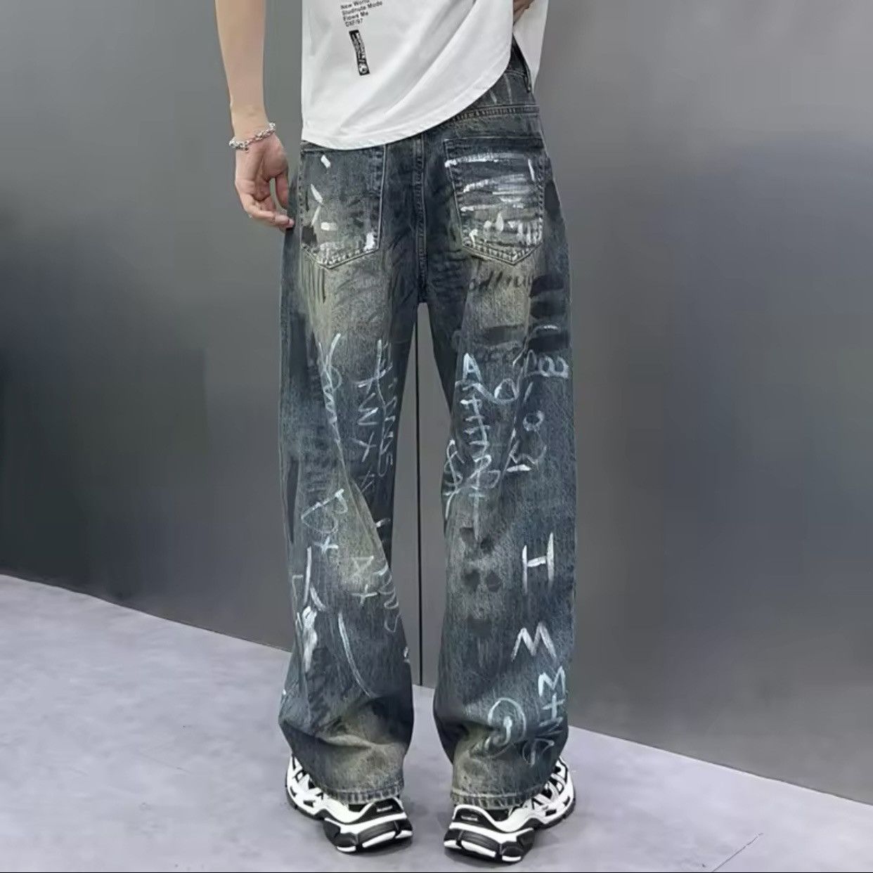 Japanese Brand × Vintage Y2K Baggy Jeans Vintage Blue Loosen Fit Hand-painted Denim Size US 37 - 5 Thumbnail