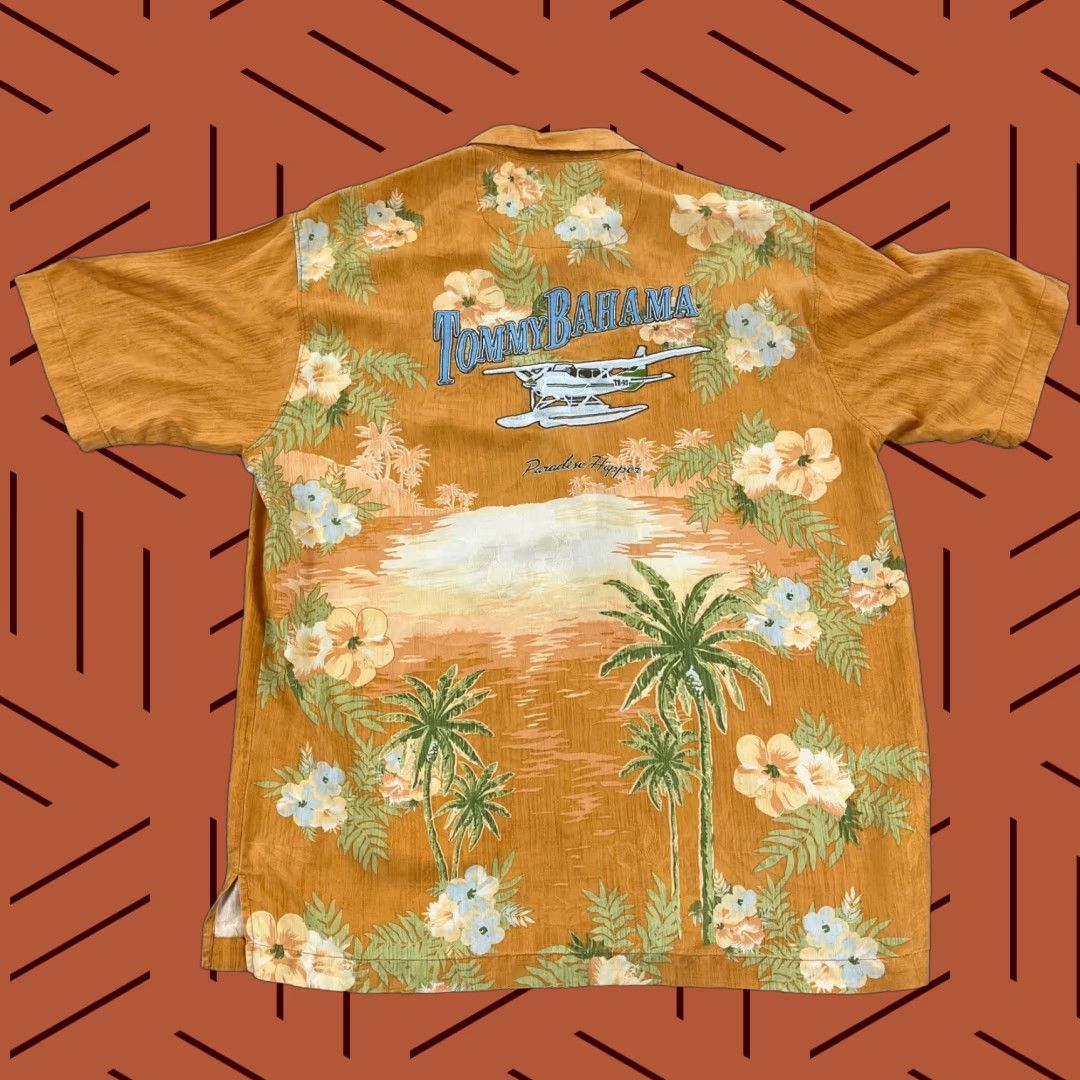 Tommy Bahama TOMMY BAHAMA Shirt Mens Medium Orange Floral Hawaiian Paradise Silk Button Up Size US M / EU 48-50 / 2 - 1 Thumbnail