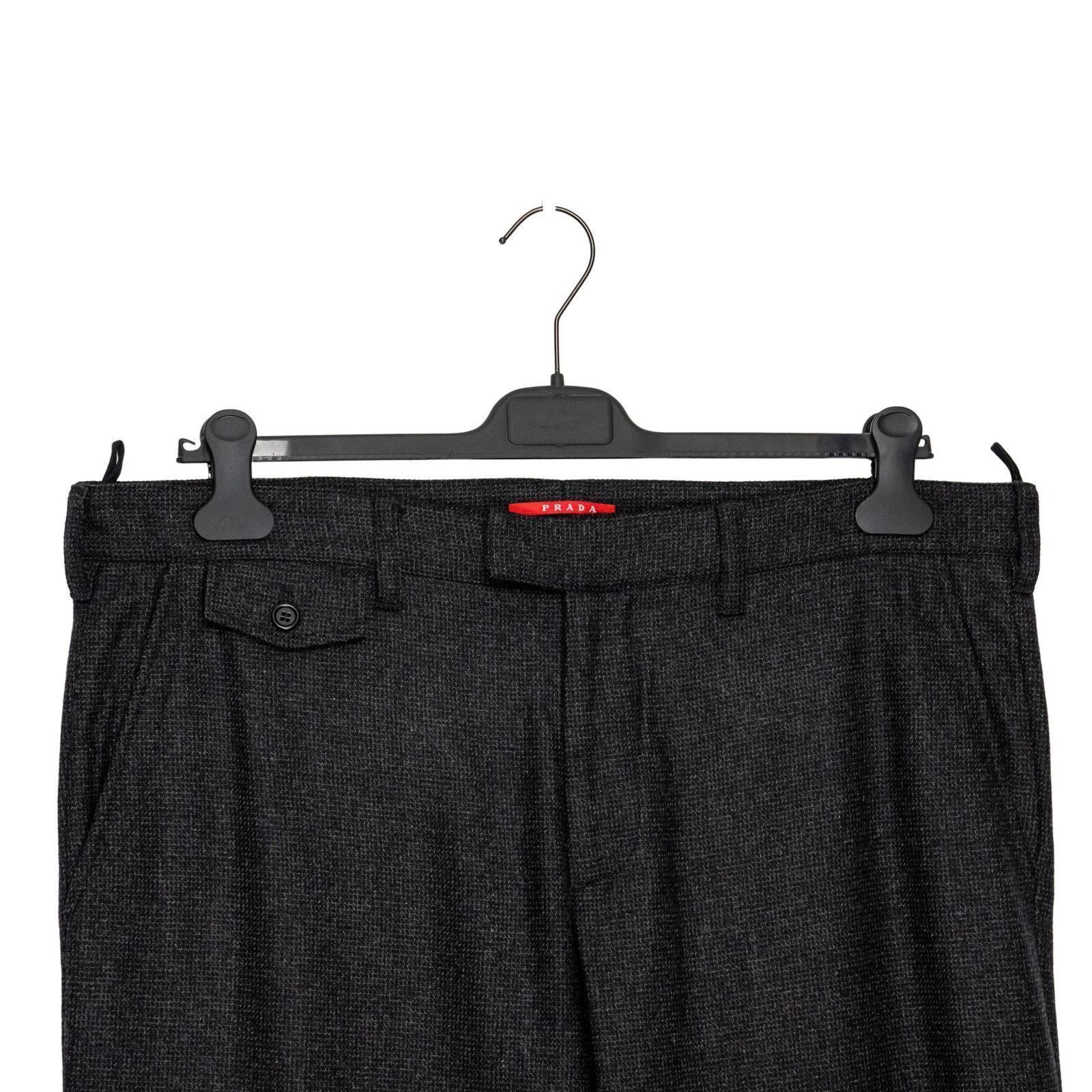 Prada Prada 2008 Linea Rossa Black Logo Knit Wool Trouser Pants Size US 40 / EU 56 - 2 Thumbnail