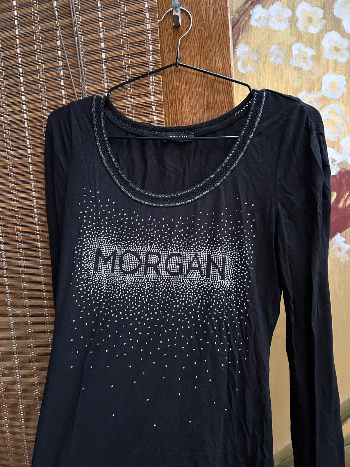 Morgan De Toi Vintage Morgan Rhinestone Logo Long Sleeve Top Black Y2K Size XS / US 0-2 / IT 36-38 - 4 Thumbnail