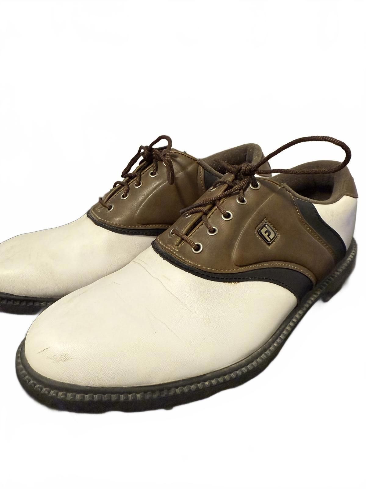 Footjoy FootJoy Classic Saddle Golf Shoes Mens 9 White Brown Leather Size US 9 / EU 42 - 1 Thumbnail