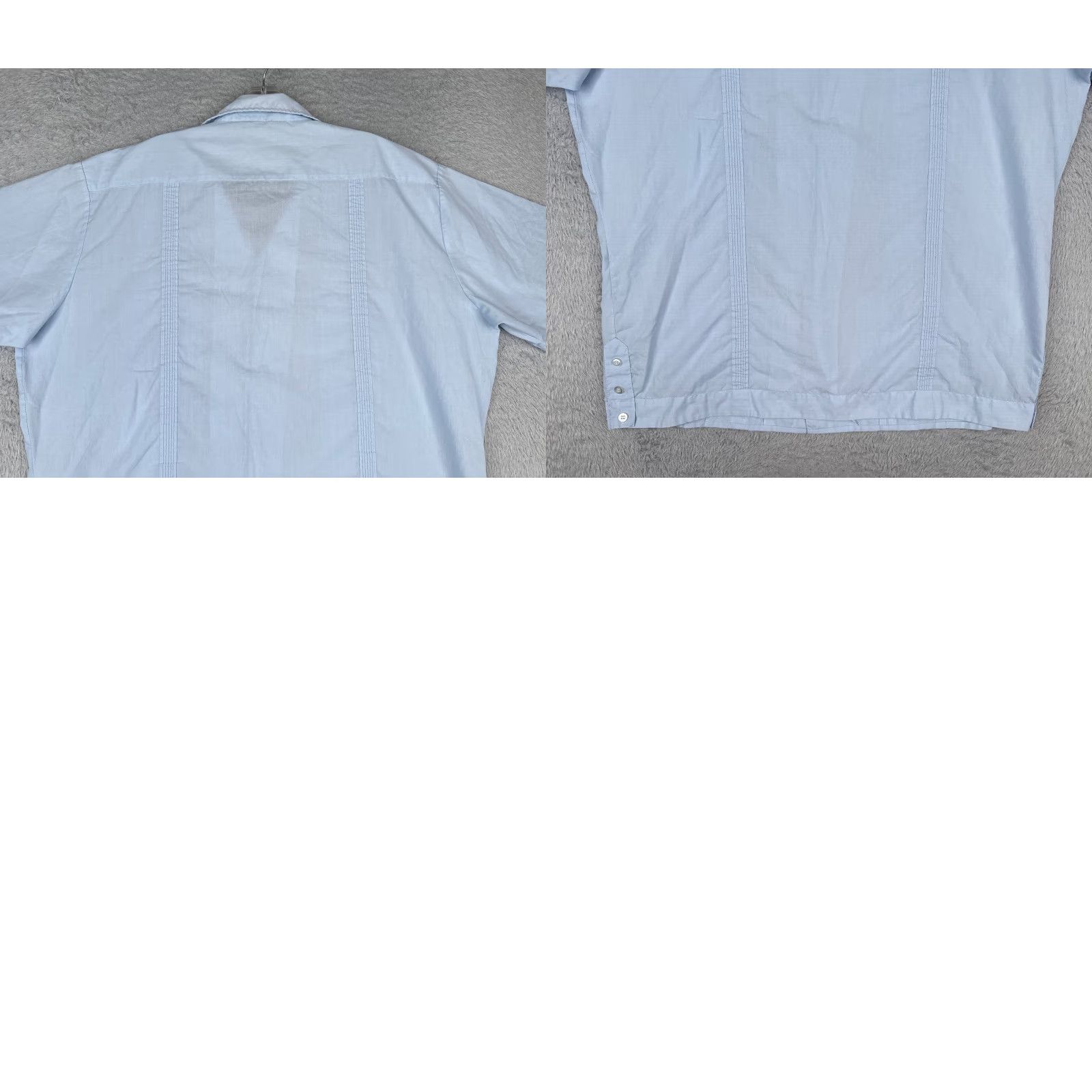 Vintage Guayabera Shirt Extra Large Blue Permanent Press 4 Pocket Poly Blend READ Men Size US XL / EU 56 / 4 - 9 Thumbnail