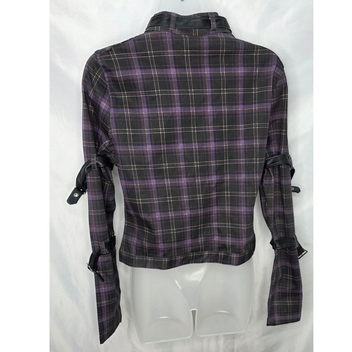 Killstar Killstar Purple Plaid Moto Jacket Women's M Gothic Grunge Size M / US 6-8 / IT 42-44 - 2 Thumbnail
