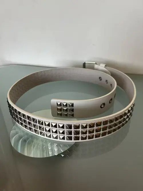 Vintage Pyramid Studded Belt (white) Size ONE SIZE - 2 Thumbnail