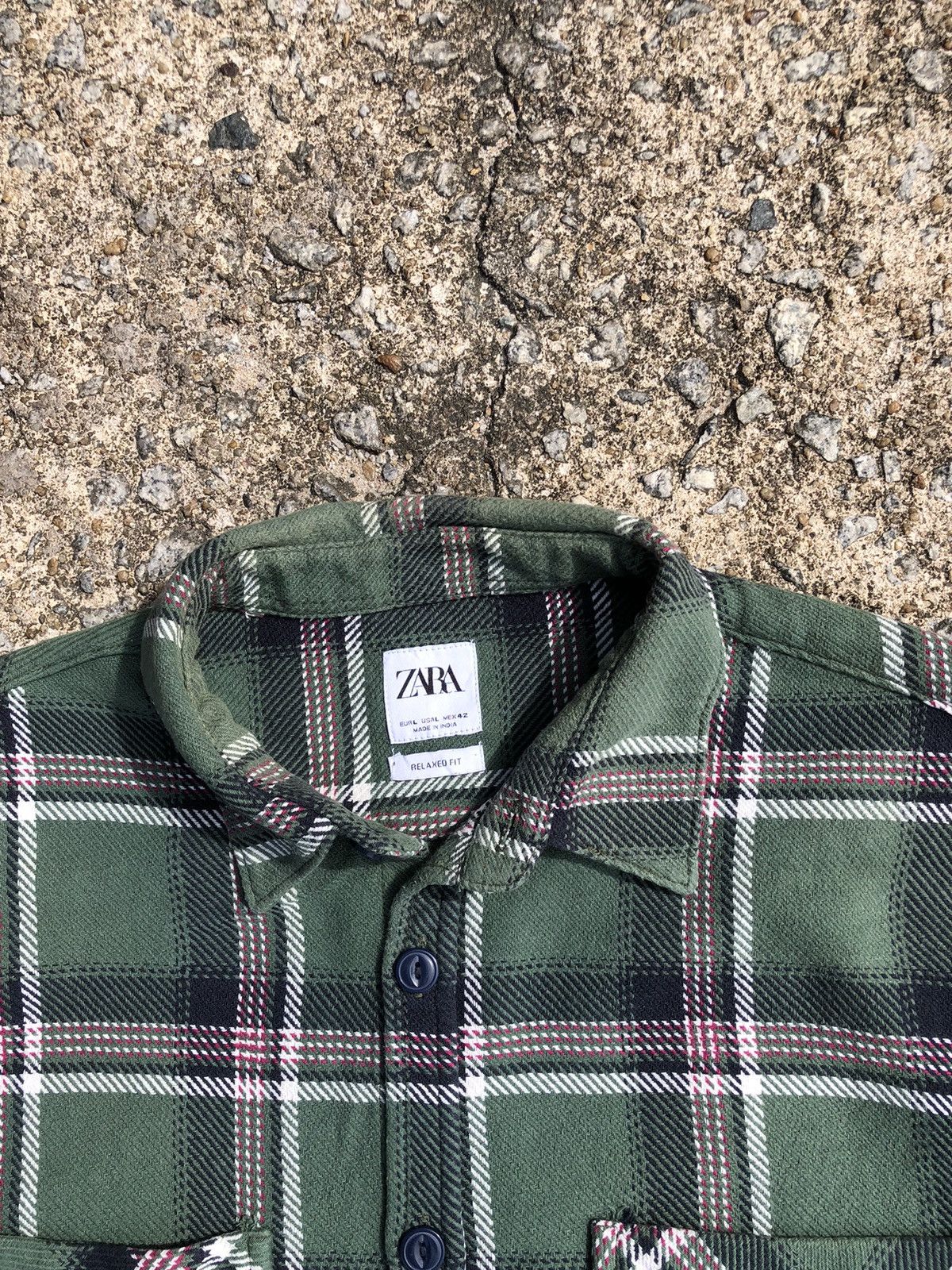 Vintage × Zara Zara Double Pocket Plaid Relaxed Fit Flannel Size US L / EU 52-54 / 3 - 4 Thumbnail