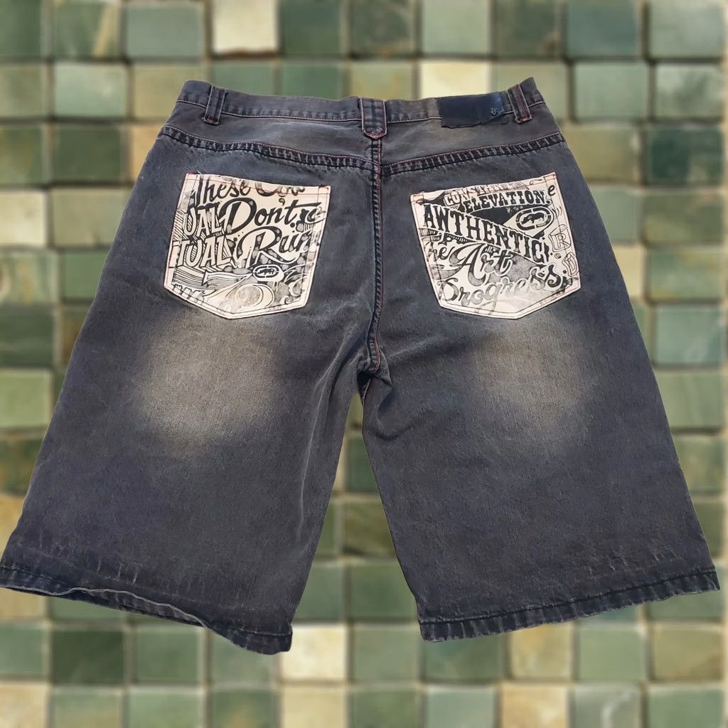 Ecko Unltd. VINTAGE Ecko Unltd Jeans Shorts Mens 42 Black Graffiti Street 90s Hip Hop Y2K Baggy Jorts 5-Pocket Denim Relaxed Rise High Button Closure Size US 42 / EU 58 - 1 Thumbnail