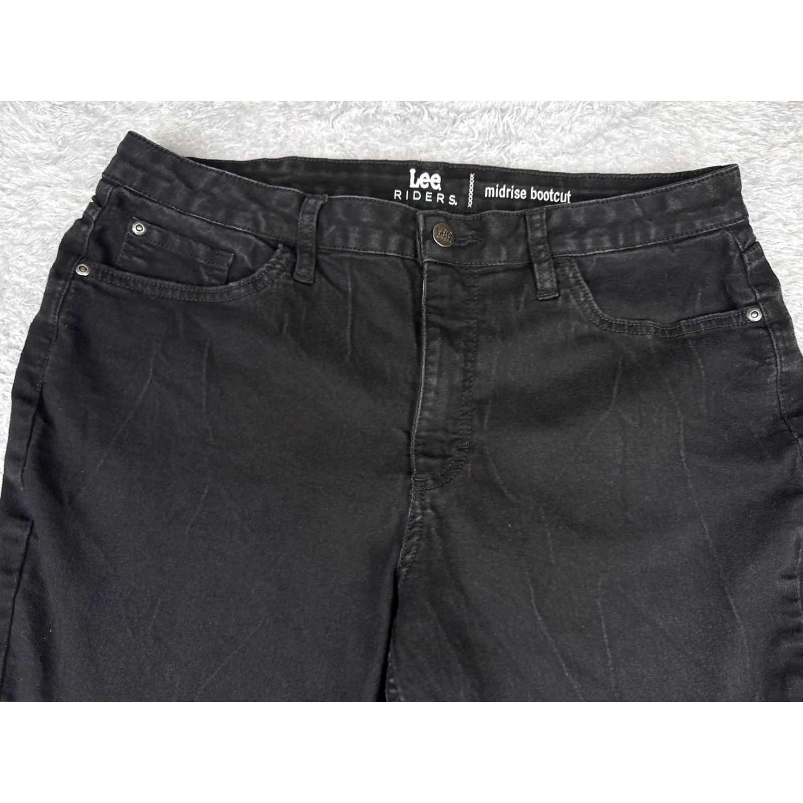 Lee Lee Riders Jeans Womens 14 Black Midrise Bootcut Stretch Denim Pants Casual Size 36" / US 14 / IT 50 - 4 Thumbnail