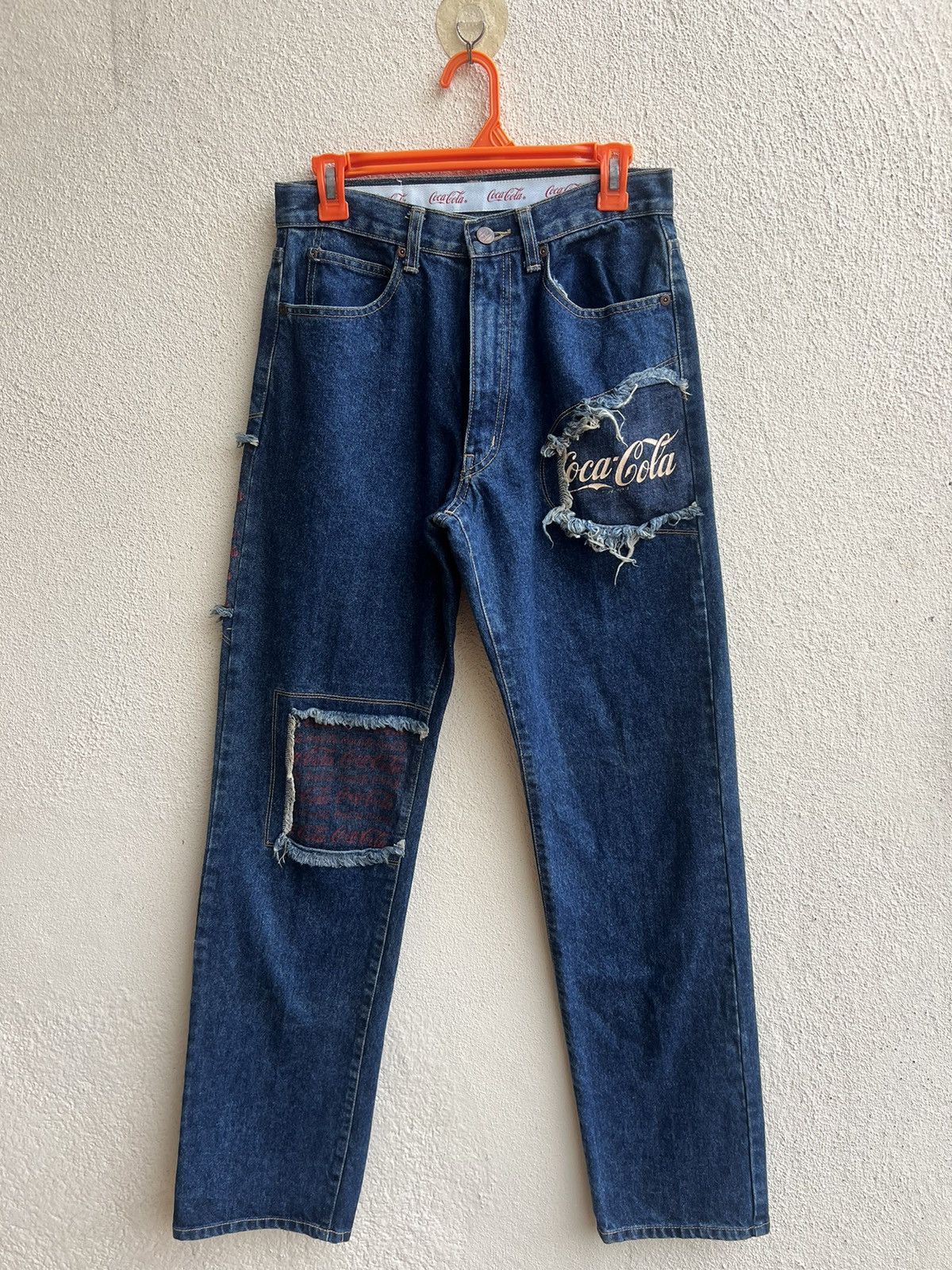 Coca Cola Vintage 90s Coca Cola Patchwork Denim Jeans Pant Size US 29 - 20 Thumbnail