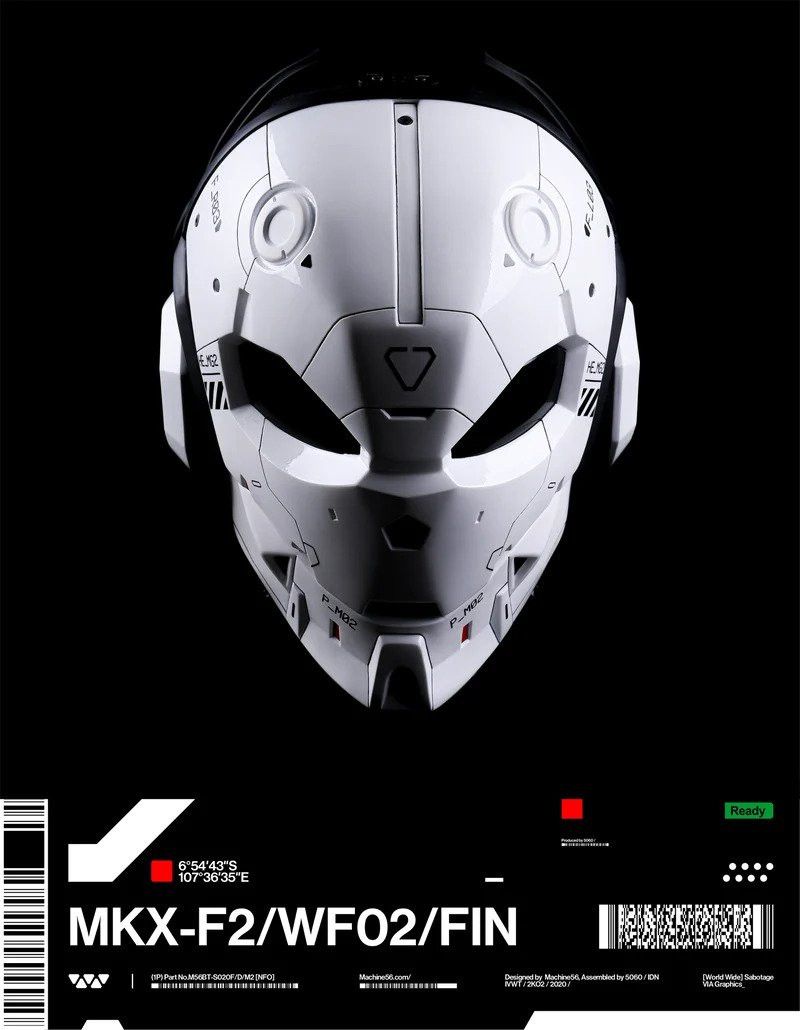 M56 MKX-F2 WF02 FIN WEARABLE ART MASK WHITE MACHINE56