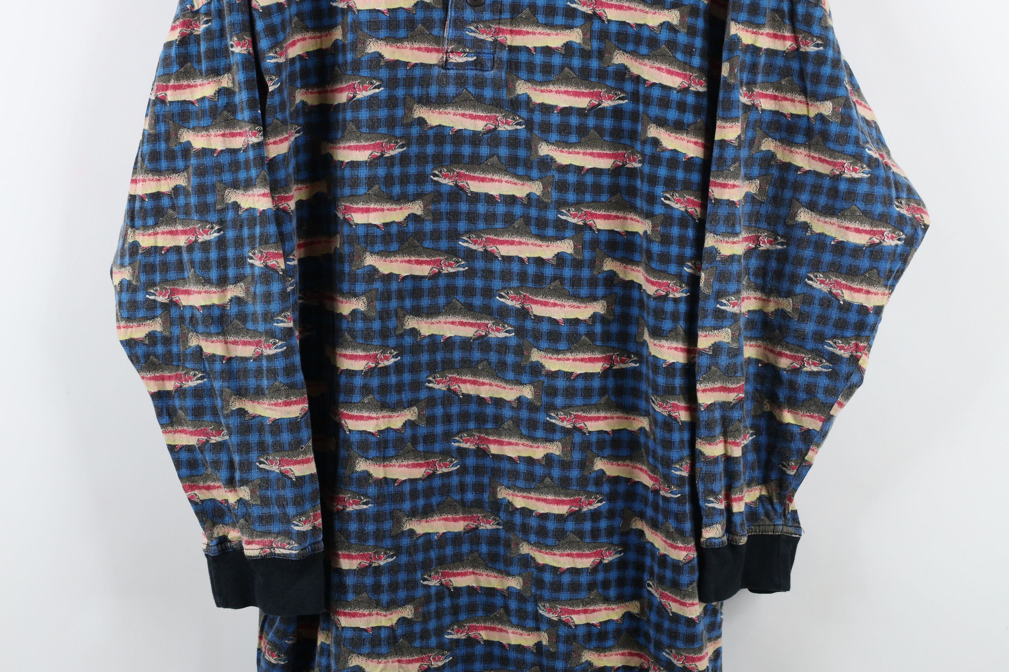 Vintage Vintage 90s Streetwear All Over Print Collared Sleep Shirt Size US M / EU 48-50 / 2 - 3 Thumbnail