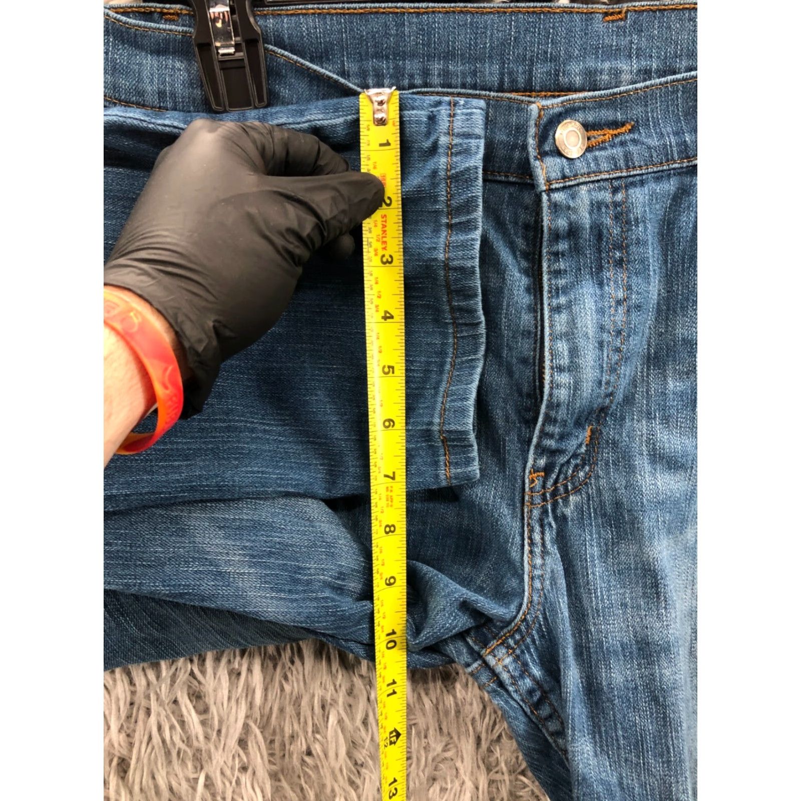 George George Straight Jeans Mens Regular 32x30 Blue Denim 5-Pocket Straight Mid Rise Belt Loops Size US 32 / EU 48 - 4 Thumbnail
