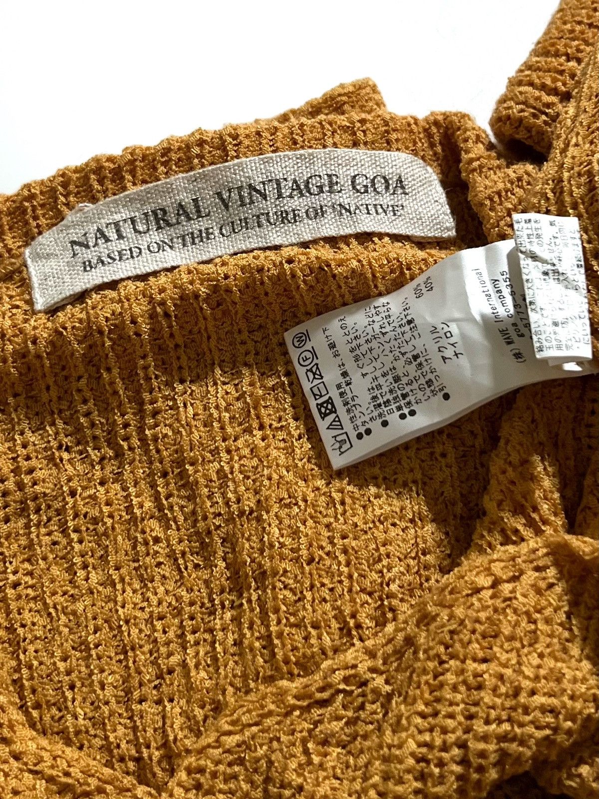 Japanese Brand Natural Vintage GOA Mustard Knit Sweater 00s Size ONE SIZE - 7 Thumbnail