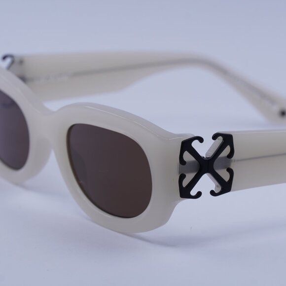 Off-White Off-White OERI14E PALMER 6164 Sunglasses Beige Oval Frame Size ONE SIZE - 4 Thumbnail