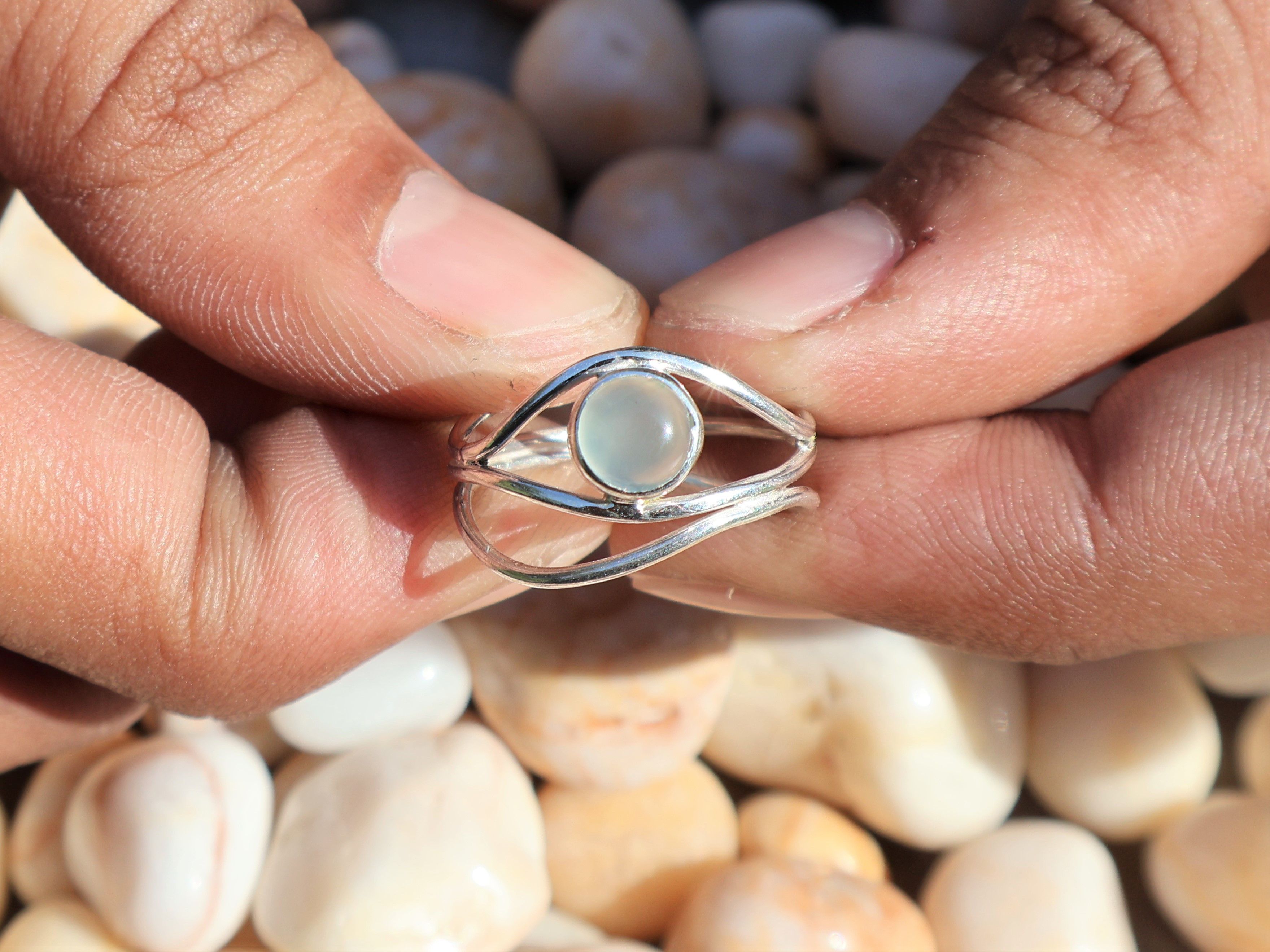 Handmade Aqua Chalcedony Ring, Sterling Silver Handmade Women Ring, Size ONE SIZE - 3 Thumbnail