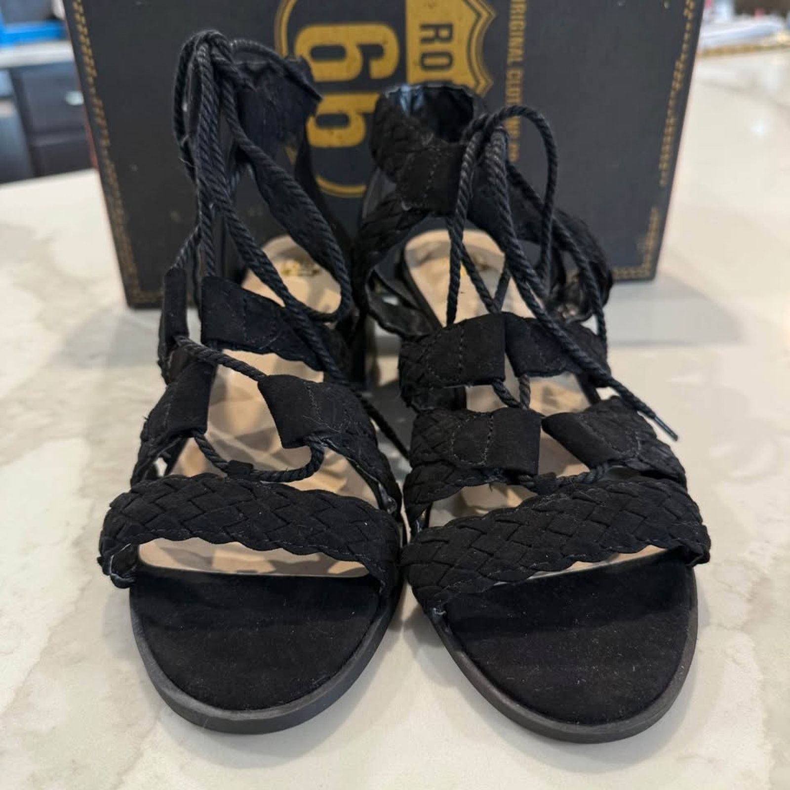Route 66 Route 66 Marcia LaceUp Wedge Dress Sandals Womens 7 Black Size US 7 / IT 37 - 4 Thumbnail