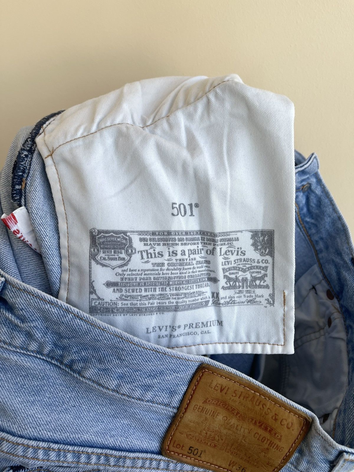 Levi's Premium 501 Big E Straight Tapered Regular Fit Denim Jeans Size US 36 / EU 52 - 12 Thumbnail